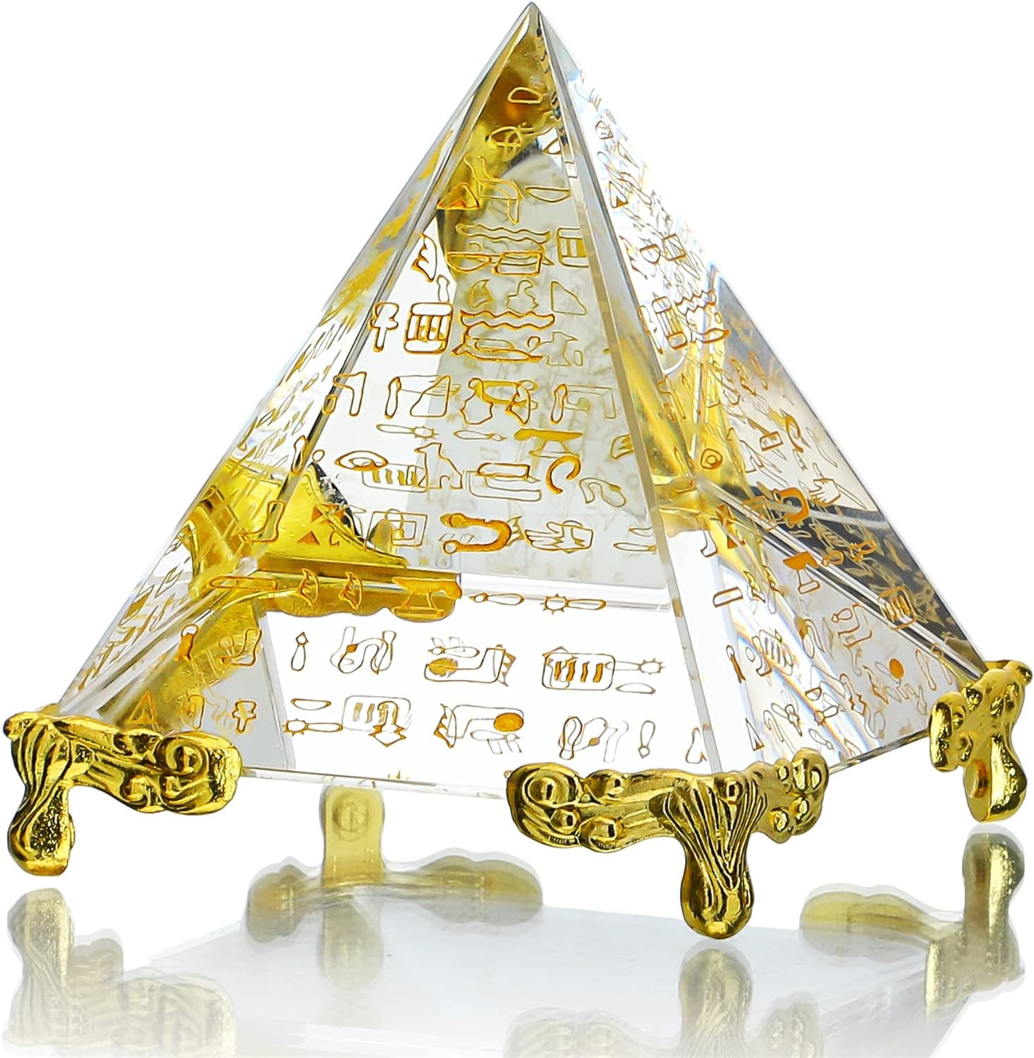 H&D HYALINE & DORA 60MM Crystal Pyramid Prism Paperweight Positive Energy Orname