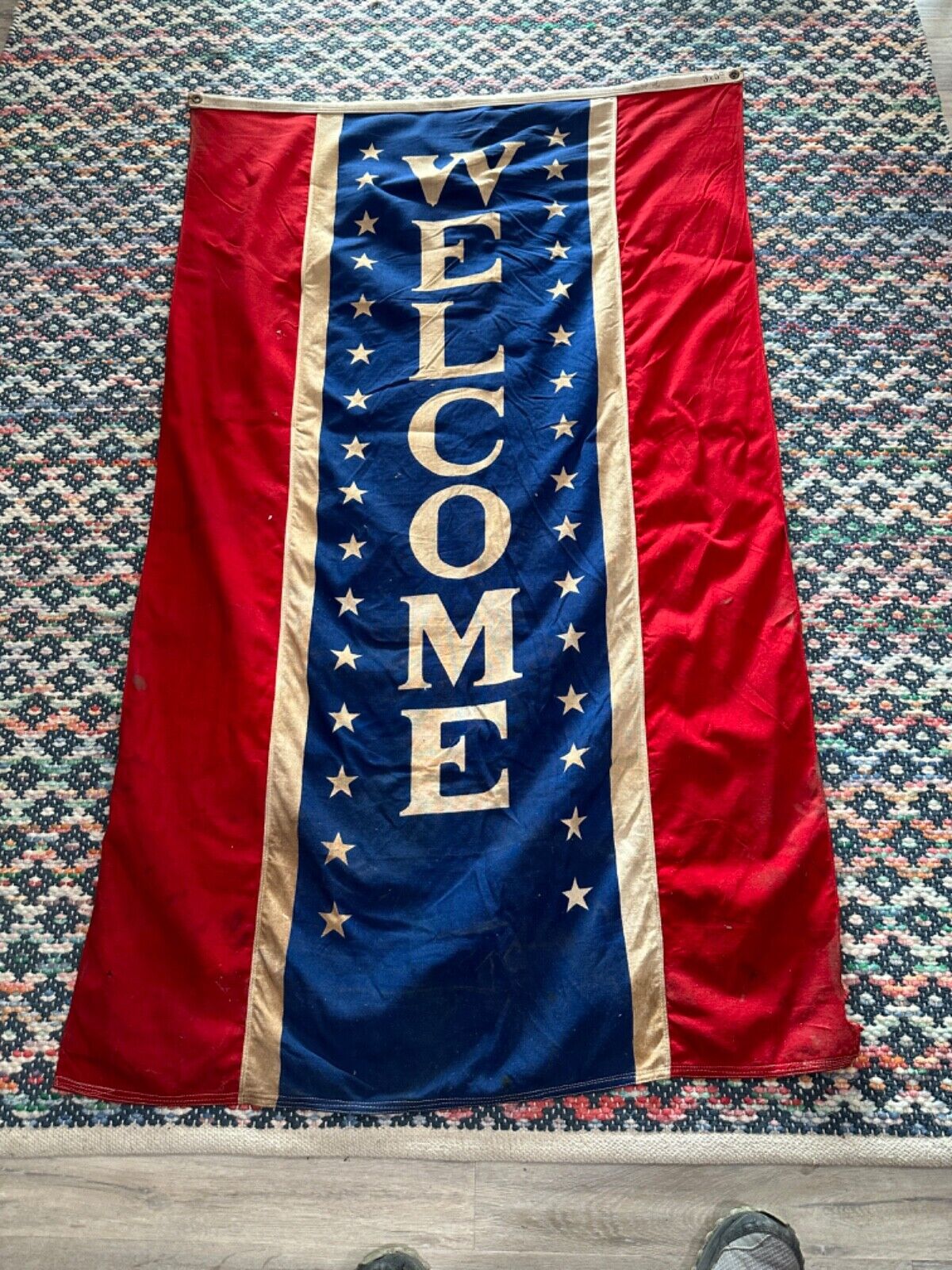 WW2 Era USA Cloth Military Welcome Banner / Flag - 3ft x 5ft