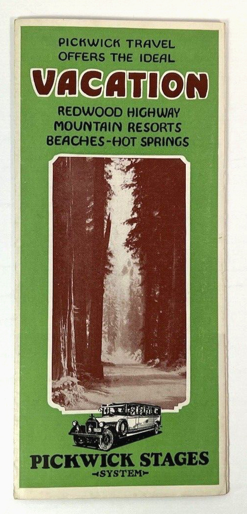 1920's Pickwick Stages Redwood Highway Mountain Resorts Beaches Hot Springs