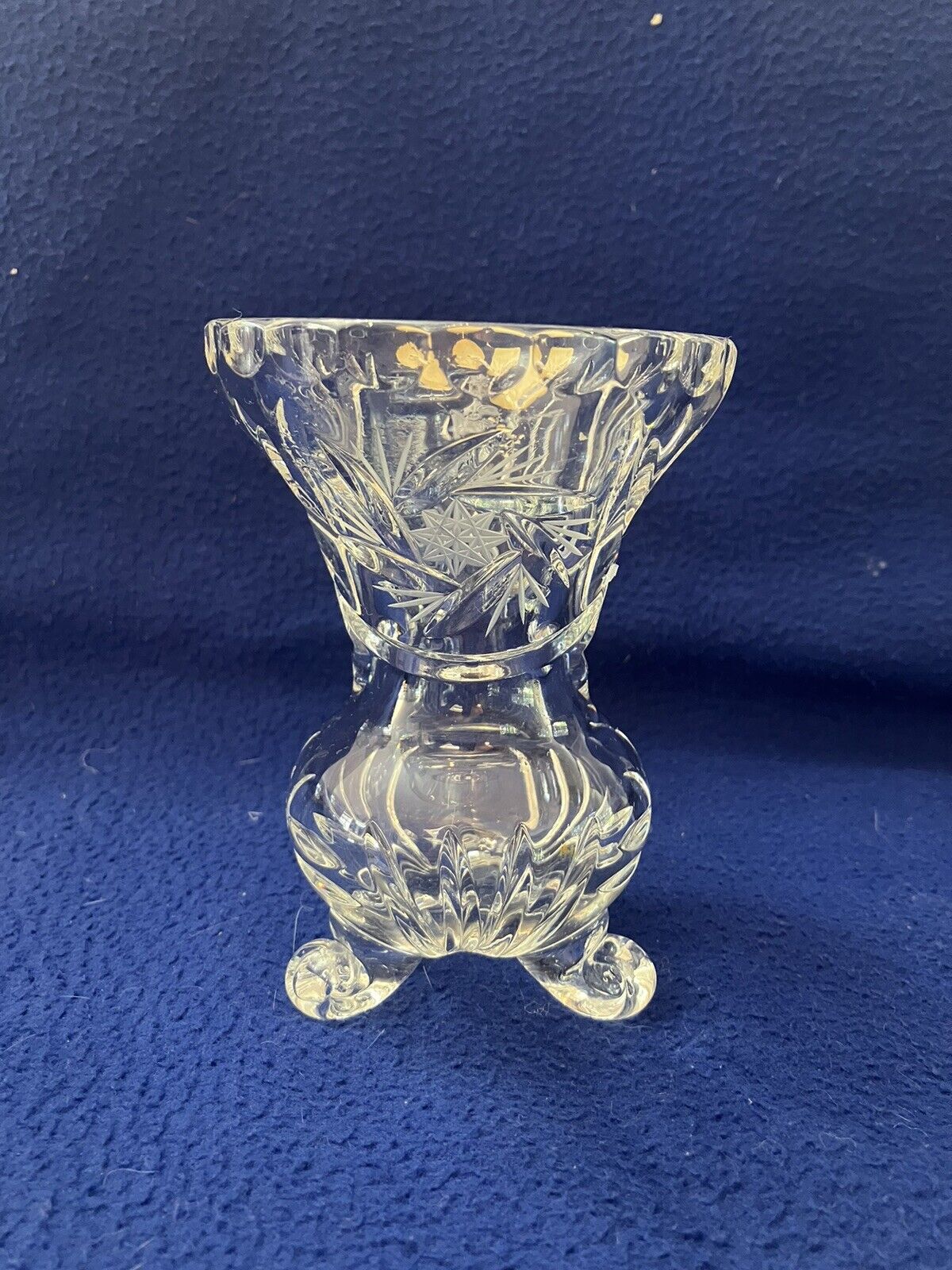 Vintage Nachtmann Bleikristall 24% Lead Crystal 5” Tri- Footed Bud Vase