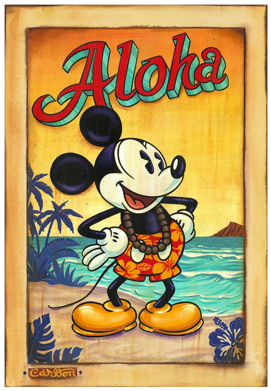 Disney Fine Art Limited Edition Canvas Waves of Aloha-Mickey-Trevor Carlton