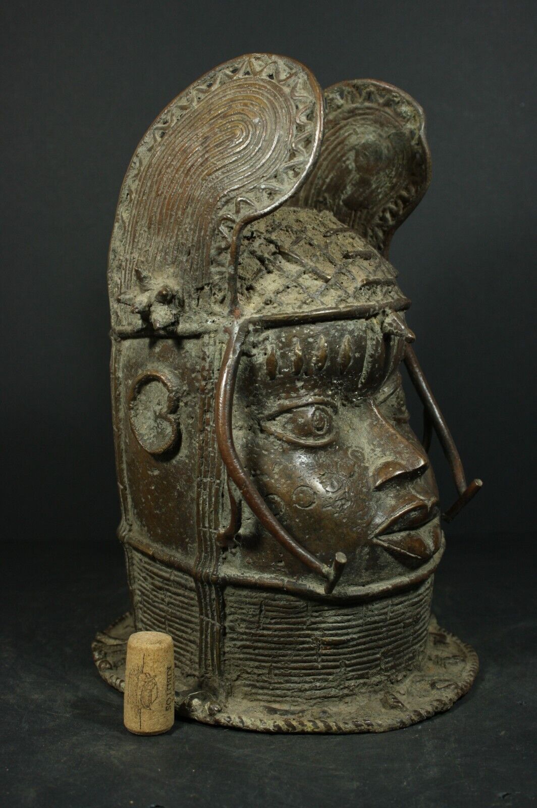 African BENIN Bronze OBA King Head - Benin City, Nigeria, TRIBAL  ART CRAFTS