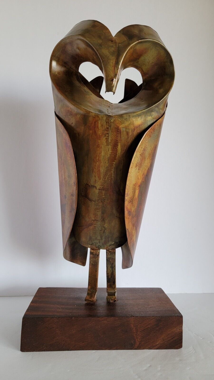 Vtg Mid Century Modern Metal Abstract Brutalist Owl Sculpture Figure