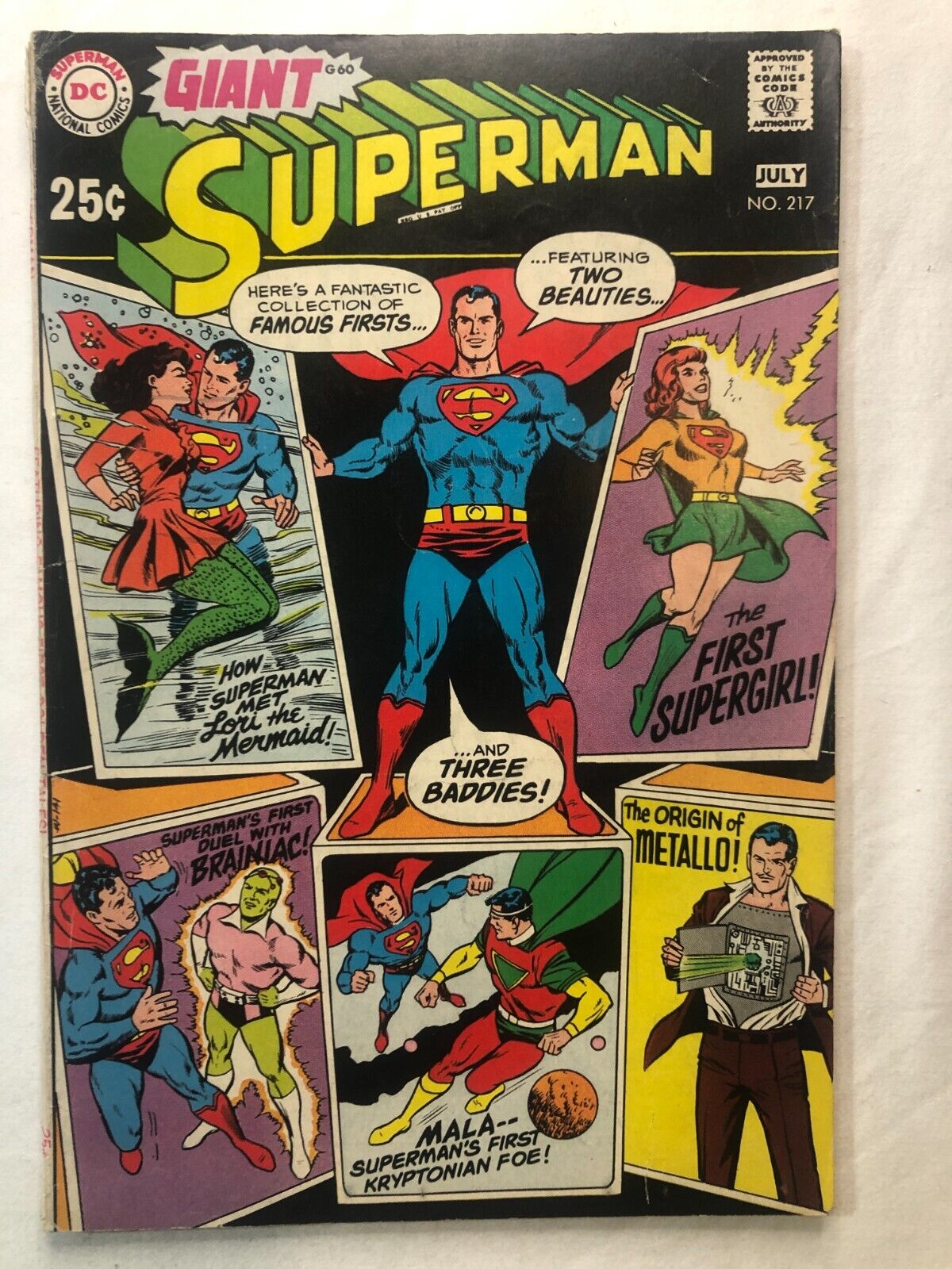 Superman 217 DC Comics Aug 1969 Vintage Silver Age Very Nice Condition