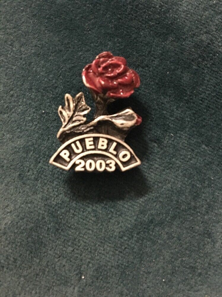 PUEBLO RED ROSE PIN BROOCH 2003