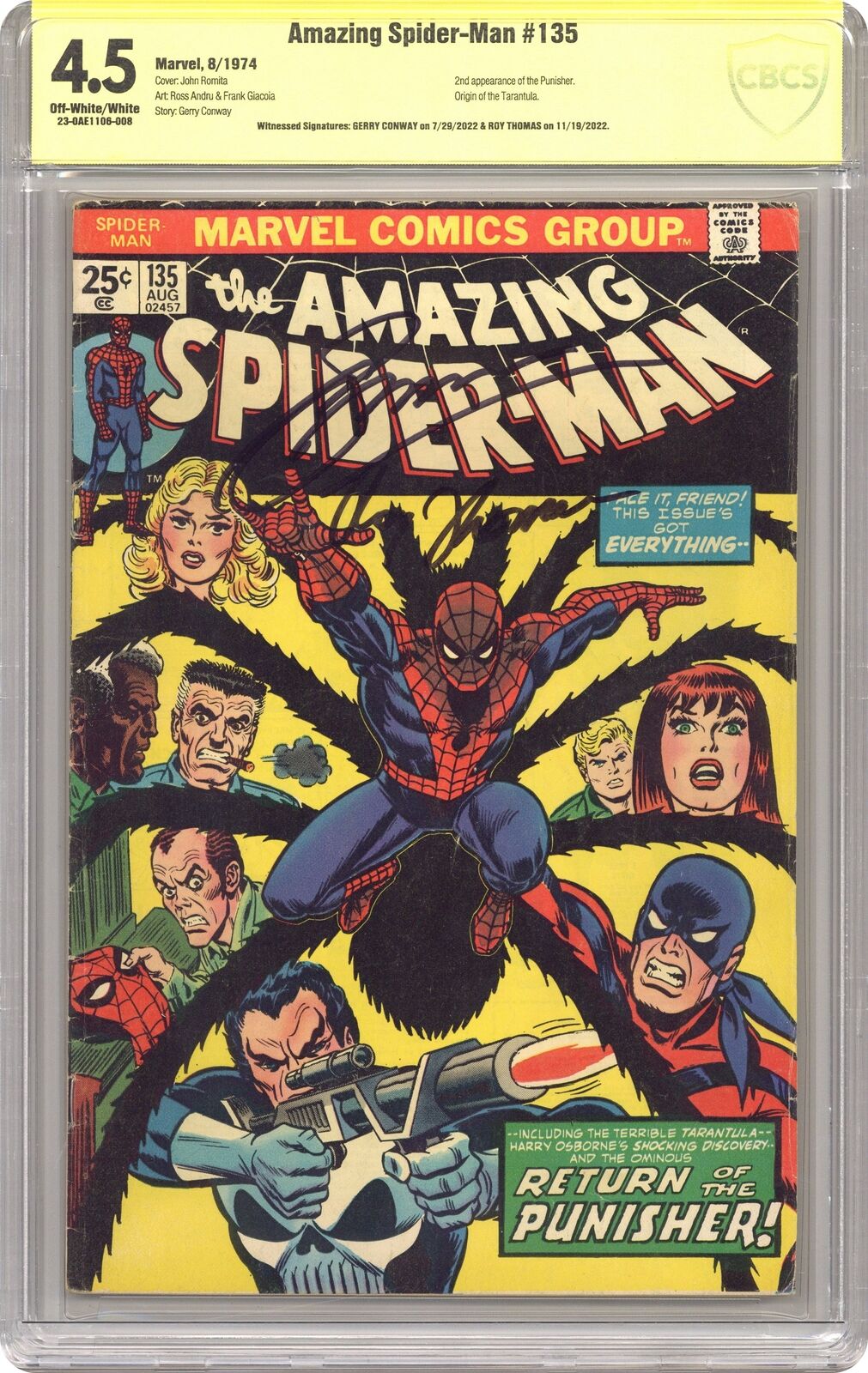 Amazing Spider-Man #135 CBCS 4.5 SS Conway/Thomas 1974 23-0AE1106-008