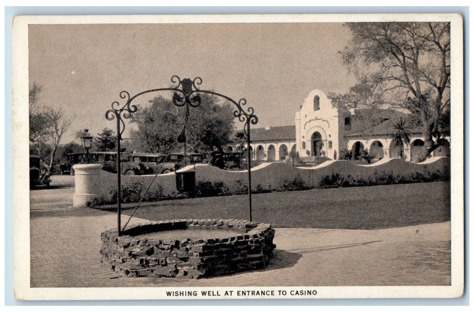 Tijuana Mexico Postcard Wishing Well Casino Entrance Hotel Agua Caliente c1920\'s