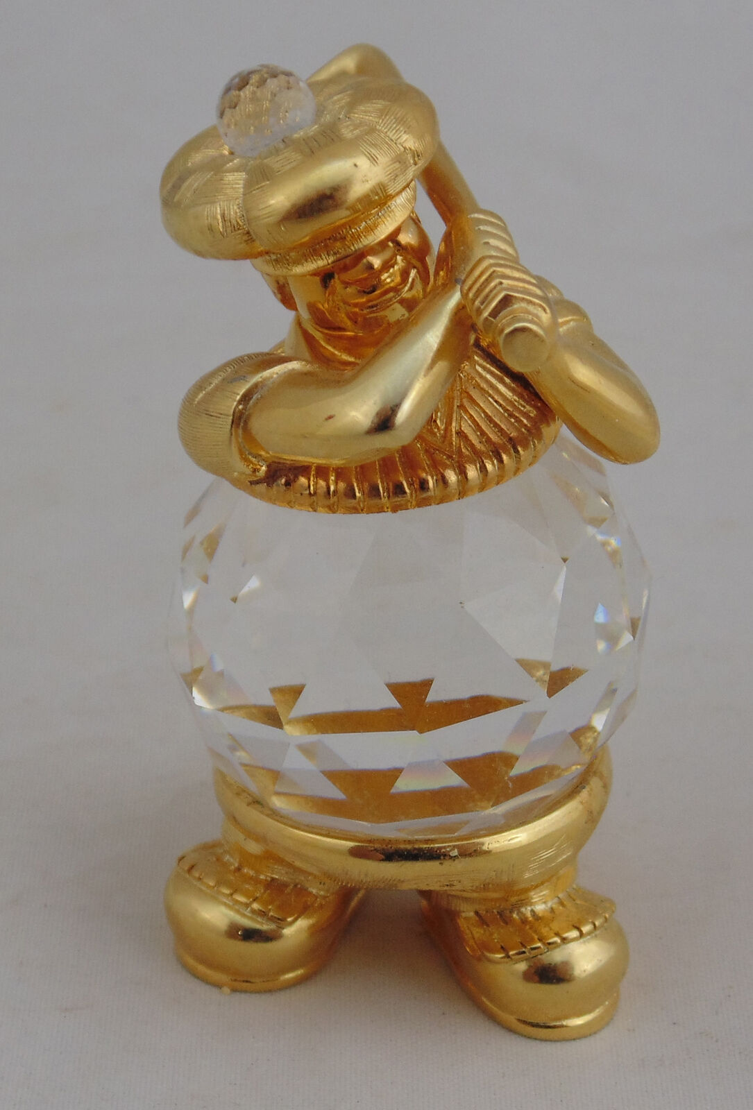 Vintage Swarovski Trimlite Crystal & Gold Trim Golfer Figurine