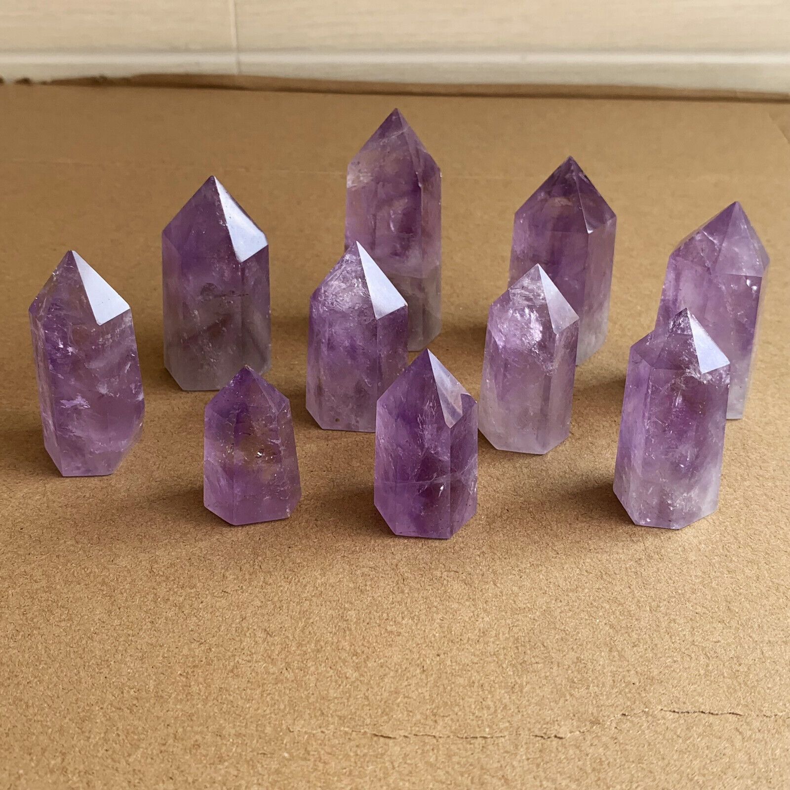 10pcs natural amethyst quartz obelisk crystal Tower wand point healing 35-75mm
