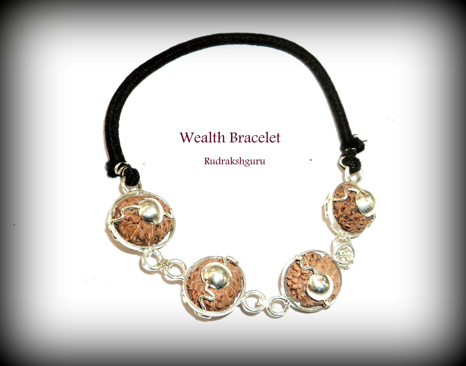 Wealth Bracelet / 7 + 9 +11 +13 Mukhi Rudraksha Of Java In Silver Bracelet