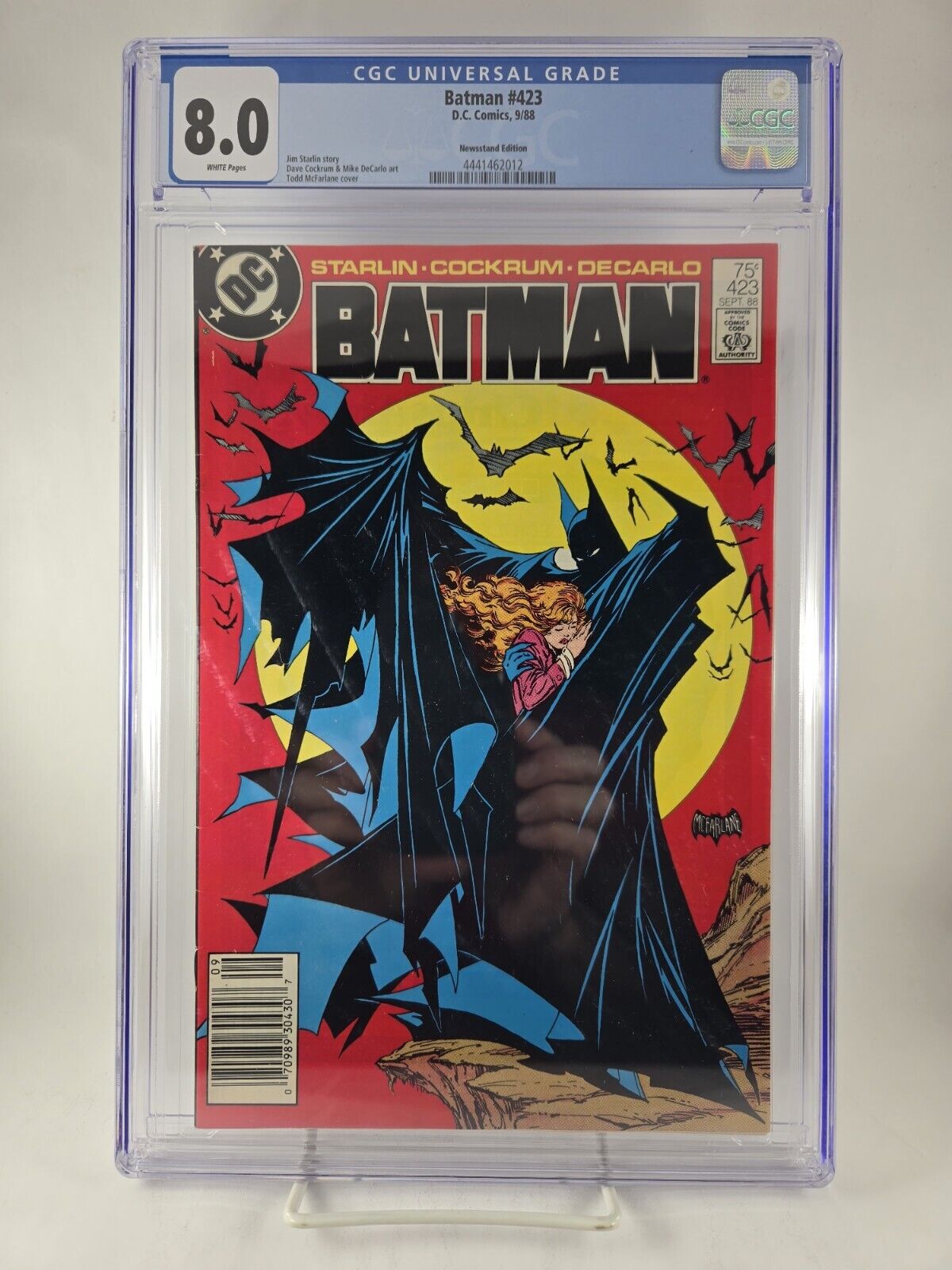 Batman #423 Newsstand CGC 8.0 White Pages Todd Mcfarlane Cover 