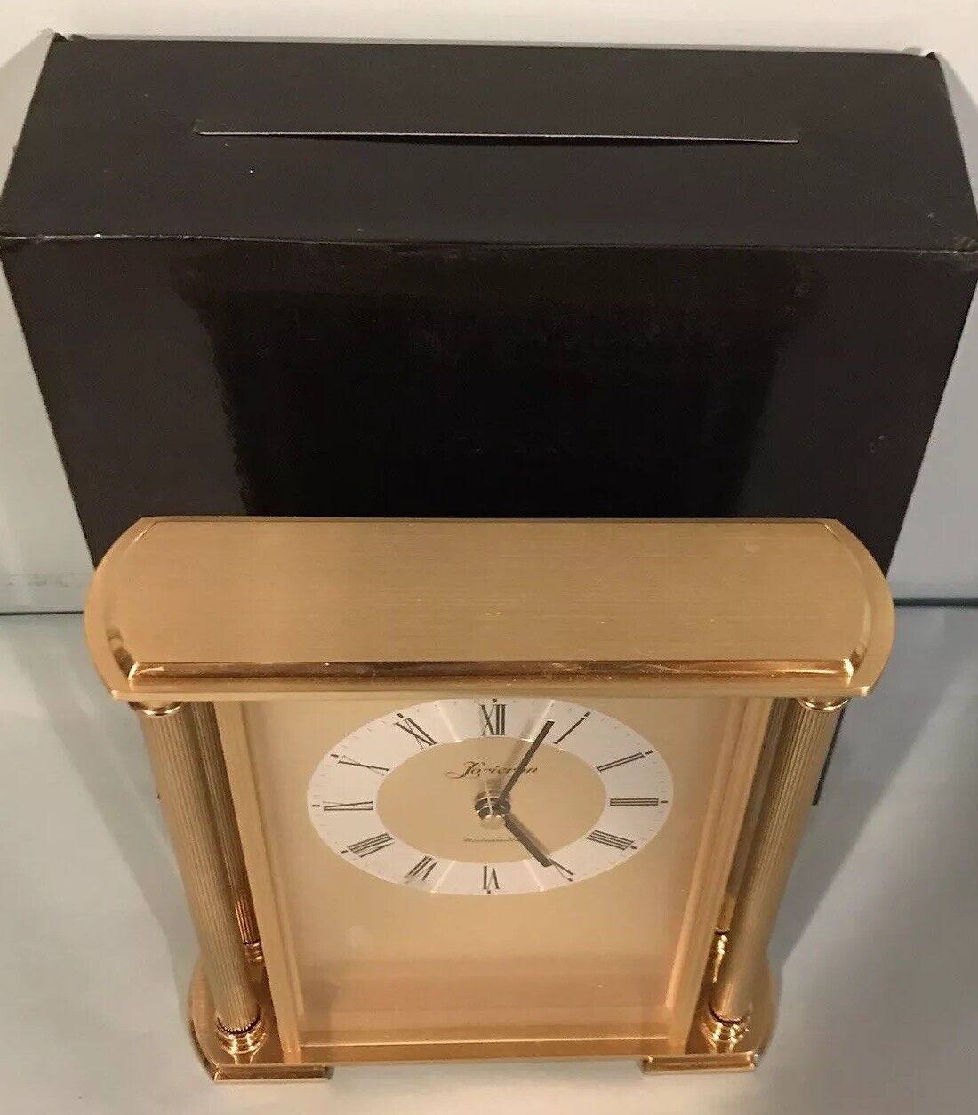 Loricron Clock Gold #396 Mantel Chimes Battery Operated Mint W/Box Paperwork