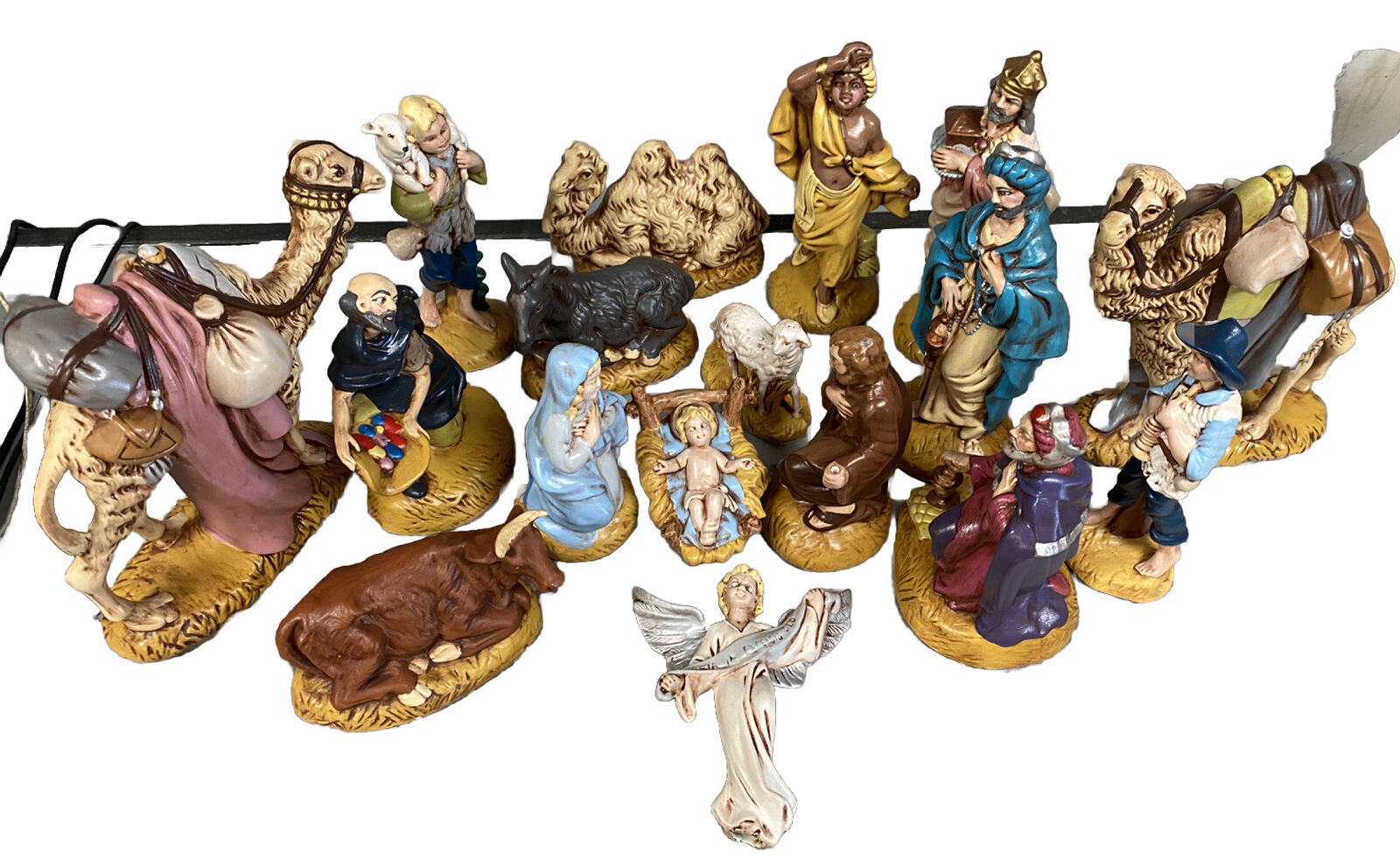 Vintage Atlantic Mold Christmas Ceramic Nativity Scene 17 Piece Set Figurines