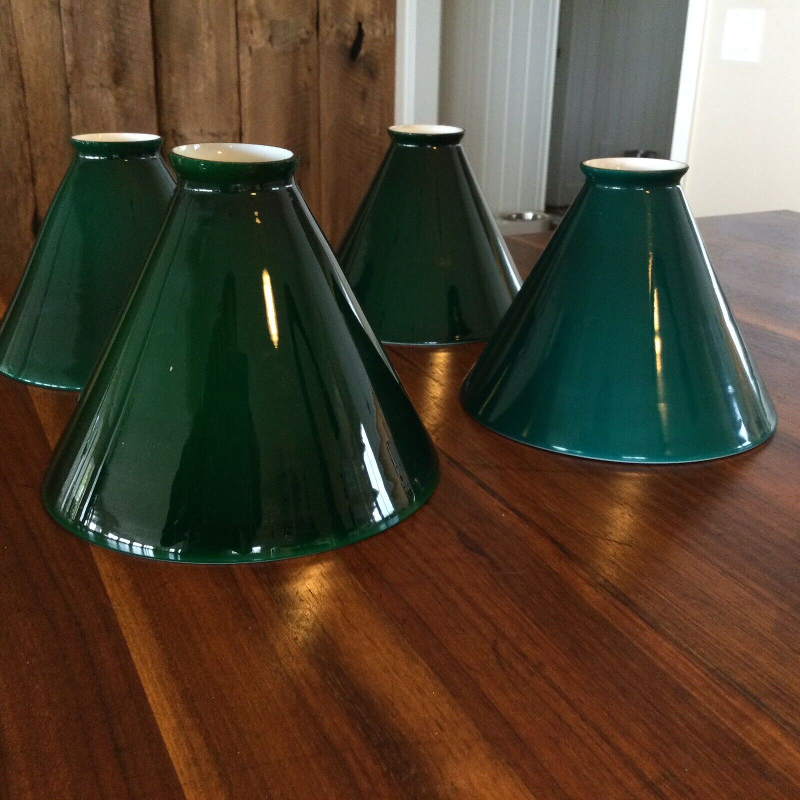 Antique Emeralite Shades Vintage 4 Original Green Emerald Light Lamp Part 2 1/4”