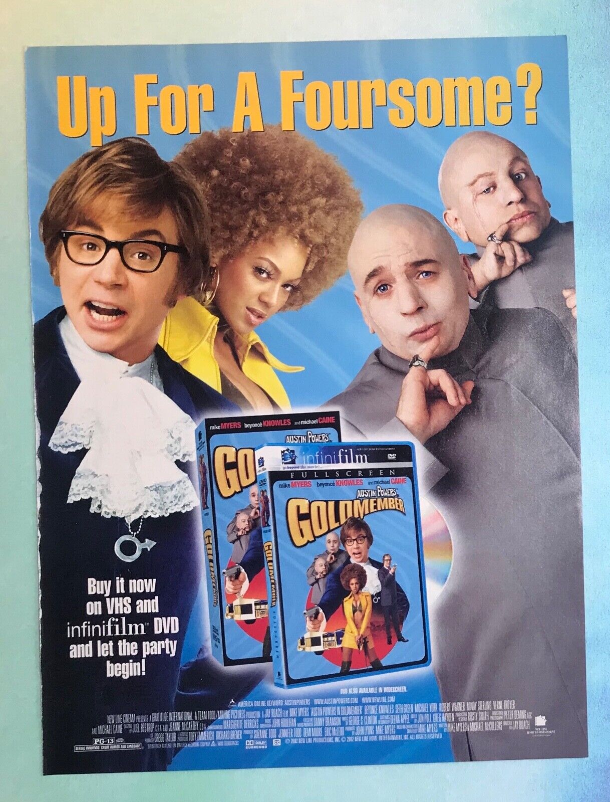 vintage 2000s magazine print ad Austin Powers GOLDMEMBER Mike Myers DVD ad ONLY