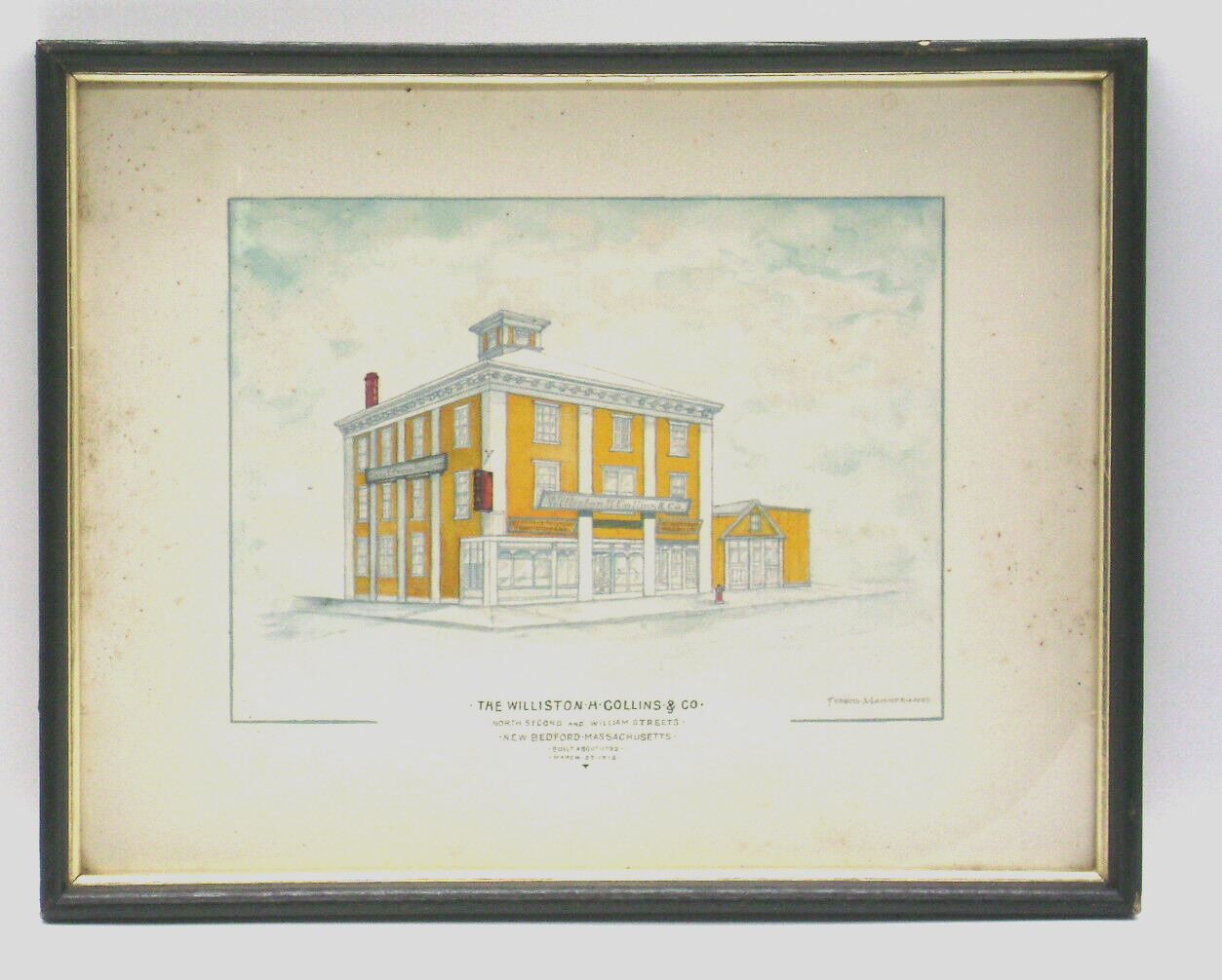 New Bedford Mass. Historical Landmark Building Painting Signed Dated by Artist
