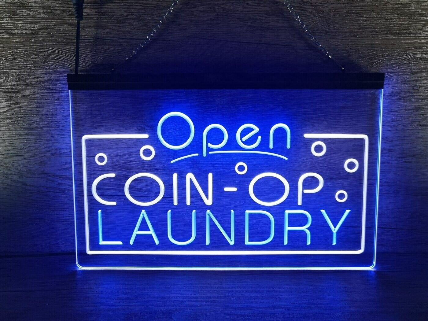 Open Coin Op Laundry LED Neon Sign Wall Light Dry Clean Advertise Display Décor