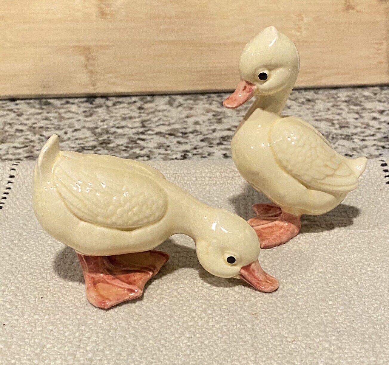 Vtg Lefton? Baby Chick Duckling Figurine Set Of 2 Ducks Chicks Retro Cottagecore