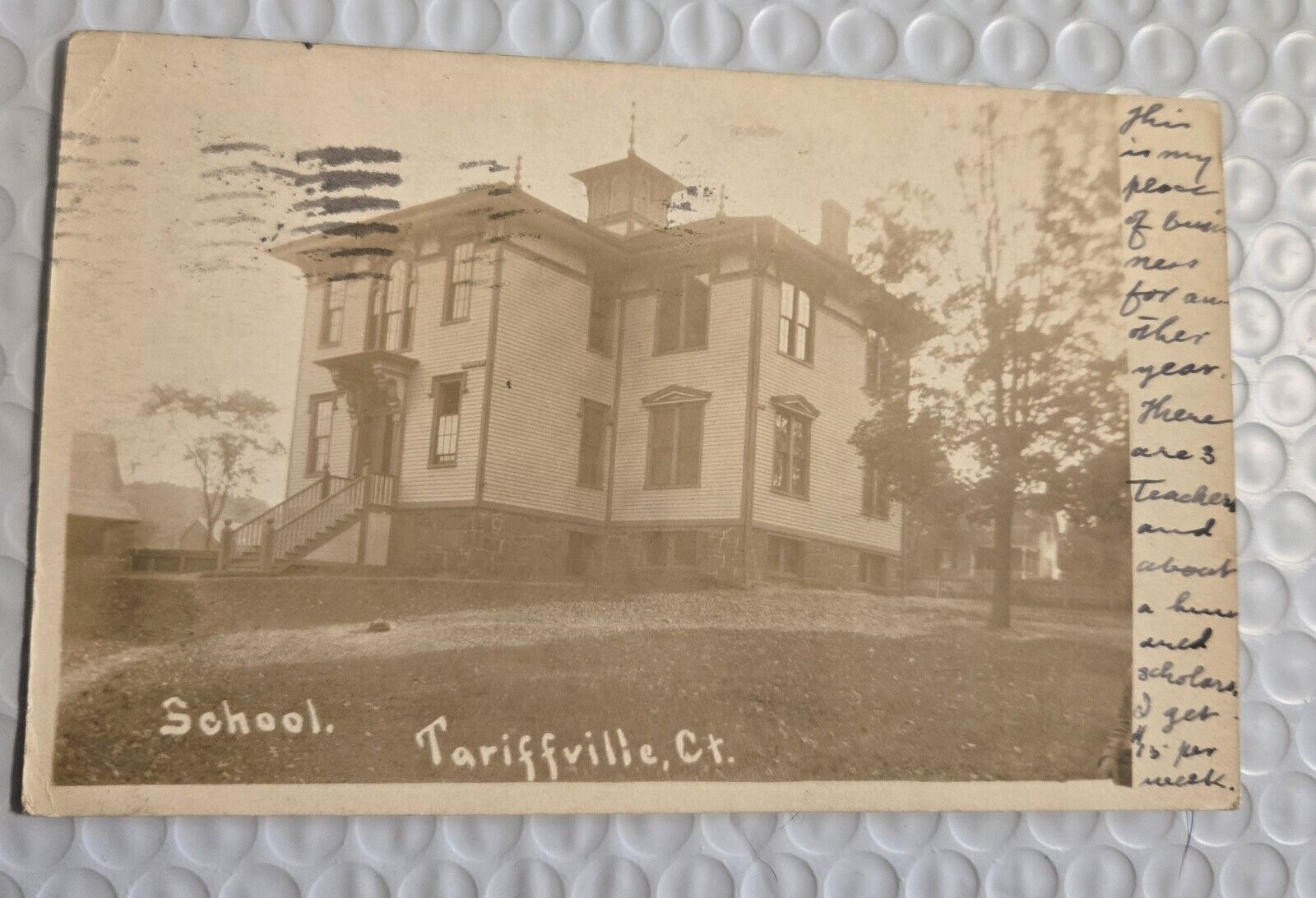 Postmarked 1907  TARIFFVILLE CT  School CONN F-5 Postcard 
