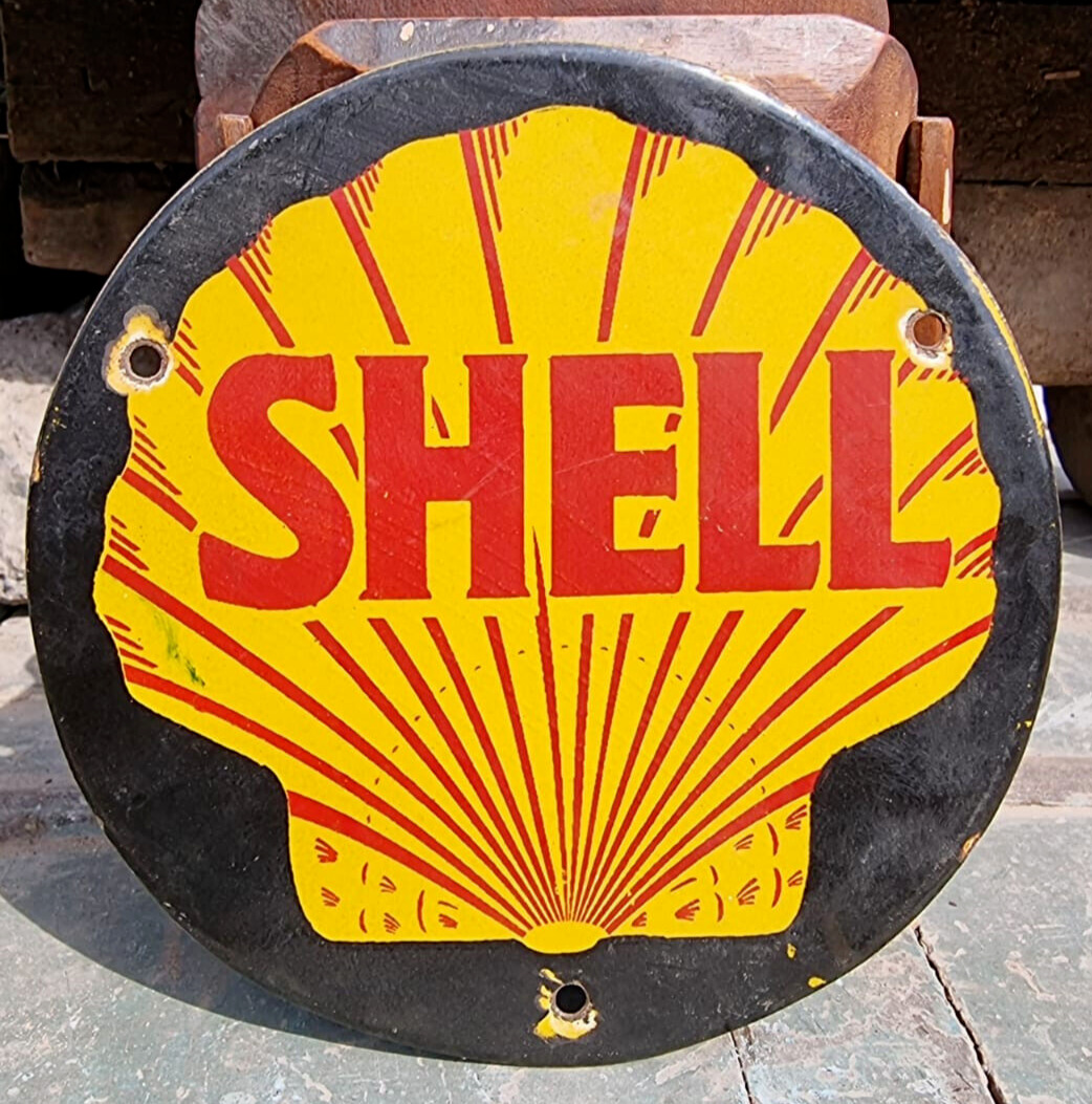 Vintage Old Antique Rare Shell Motor Oil Adv. Enamel Sign Board , Collectible