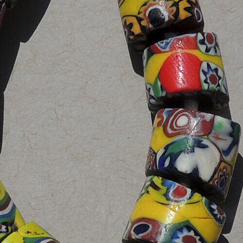 12 old antique venetian cylindrical millefiori african trade beads #4970
