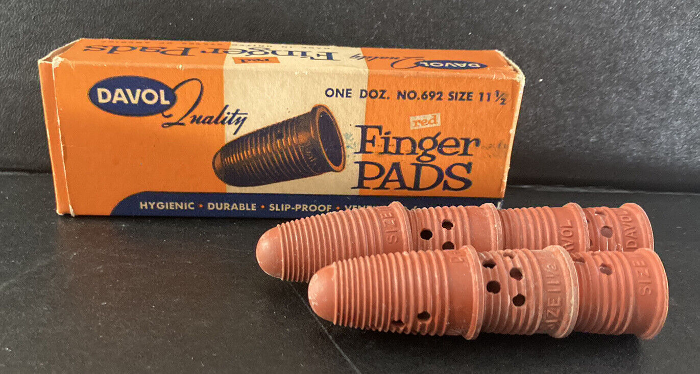 DAVOL Finger Pads Vintage Original Package 7 Pads Included - Antique - Box
