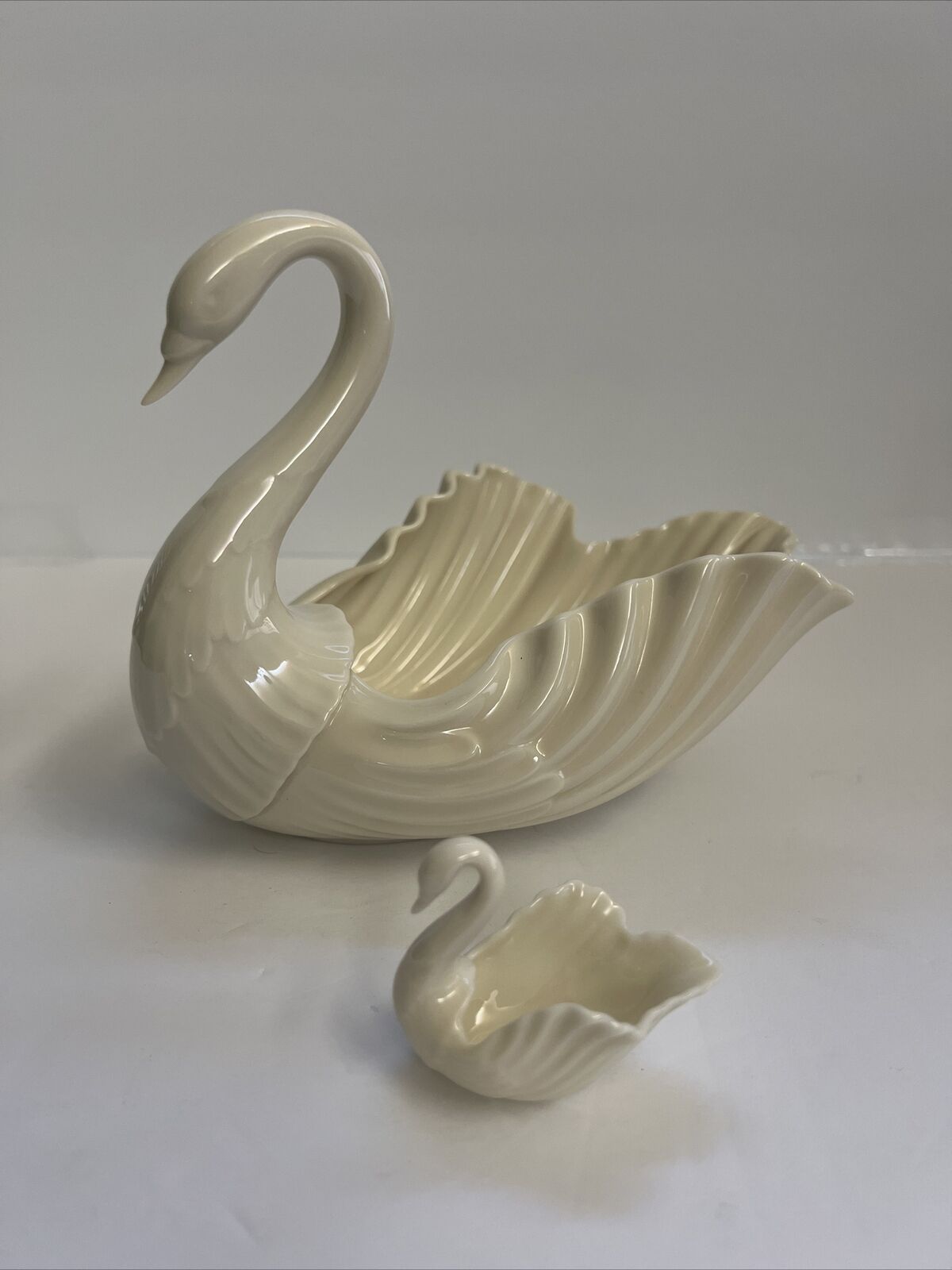 Lenox Swan Candy Dish/ Centerpiece Porcelain Bowl with Baby Swan. Made In USA.