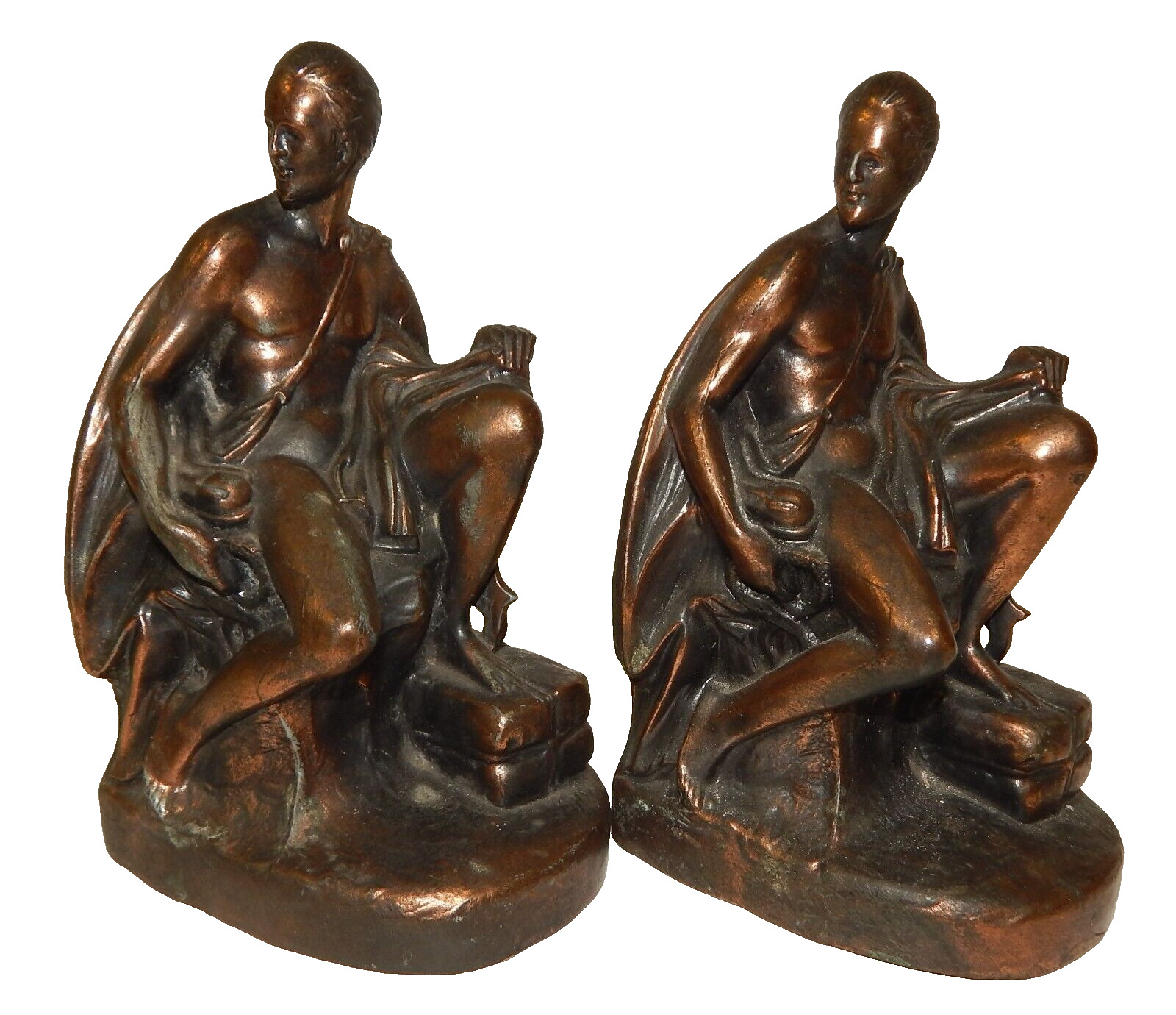 Vintage Copper Bookends - Neptune God of the Seas