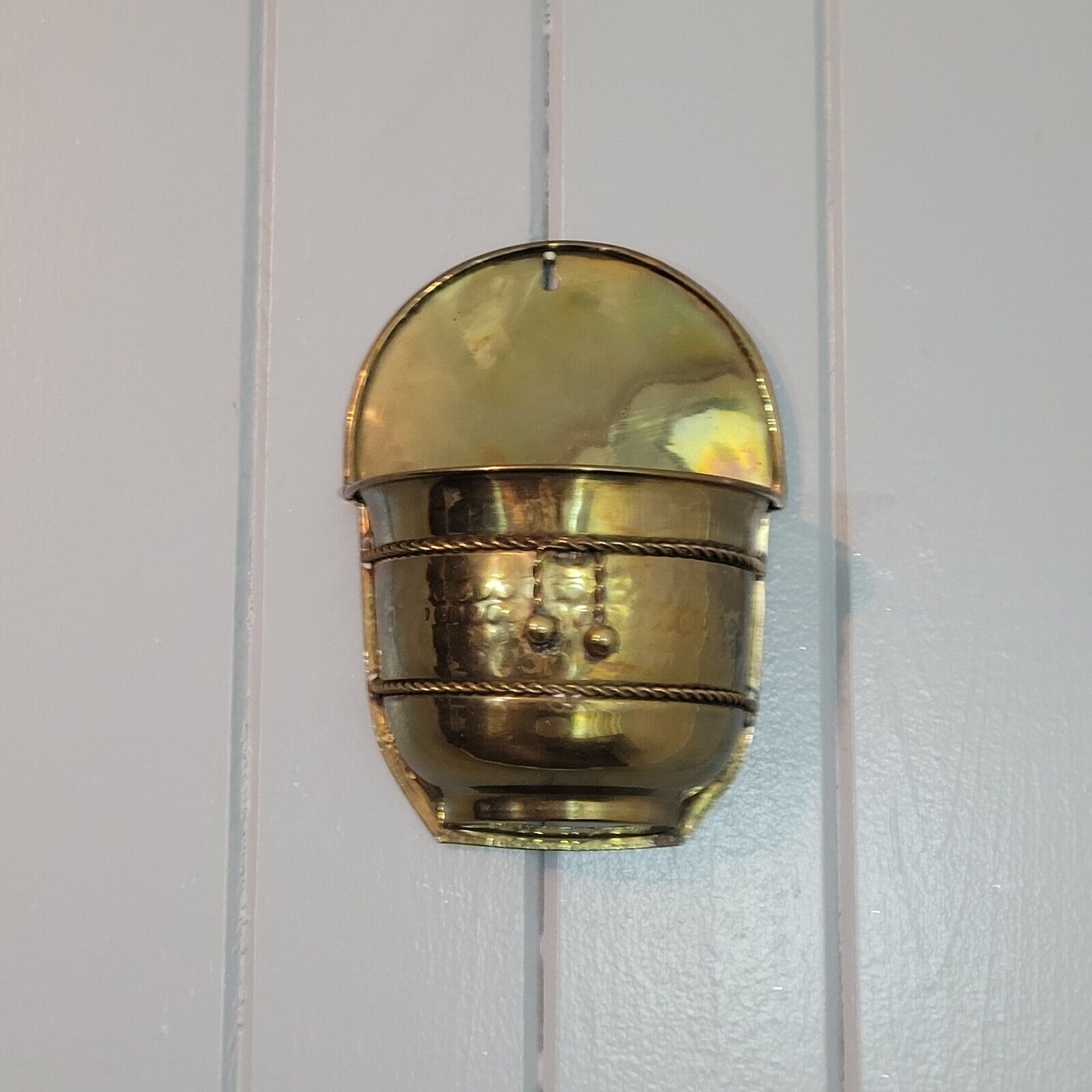 VTG Solid Brass Wall Planter with Rope Detailing & Tassel Accents, Indoor Garden