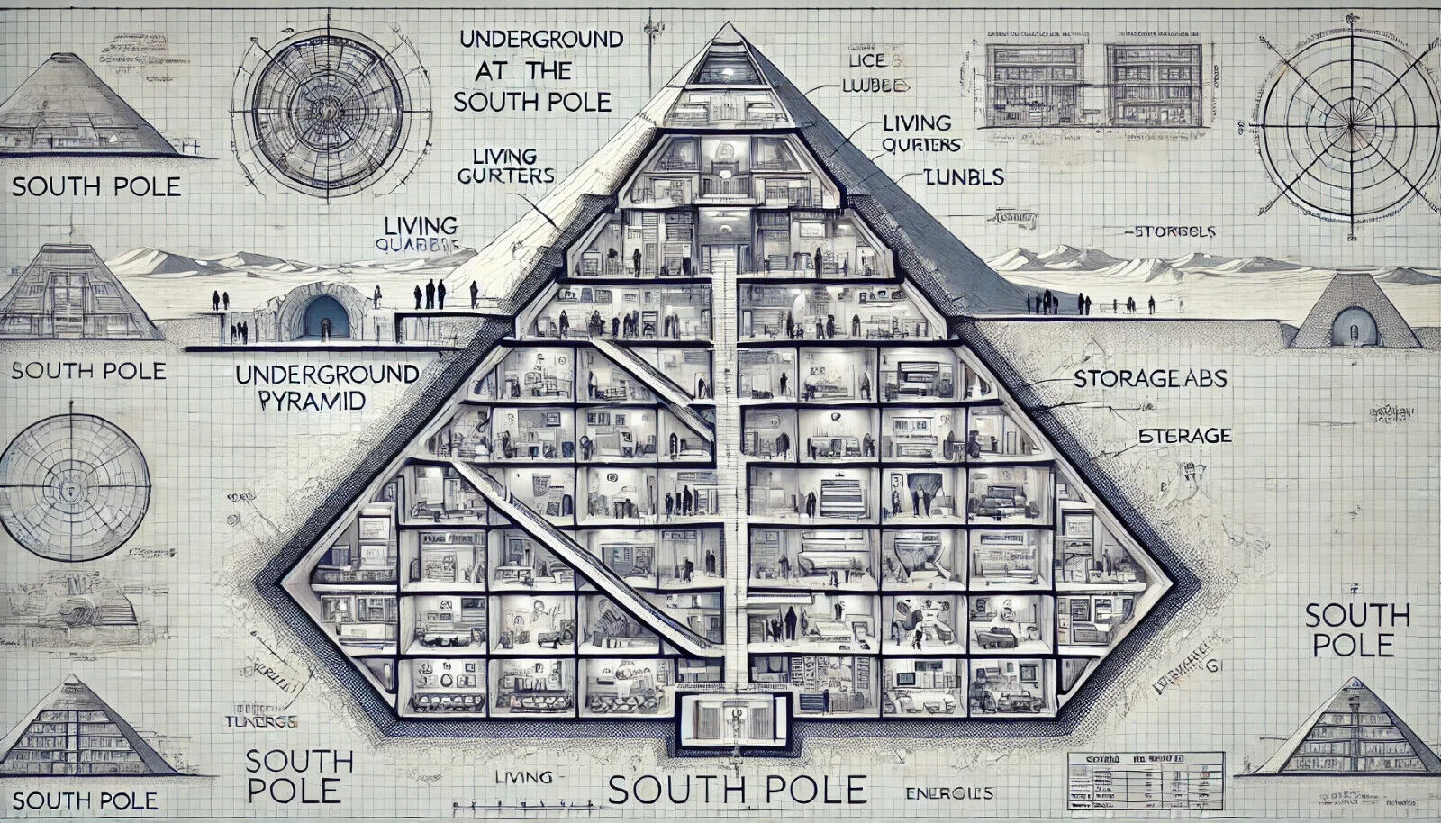 South Pole PYRAMID. Modern Giclee Print size:40 x 26 inches New