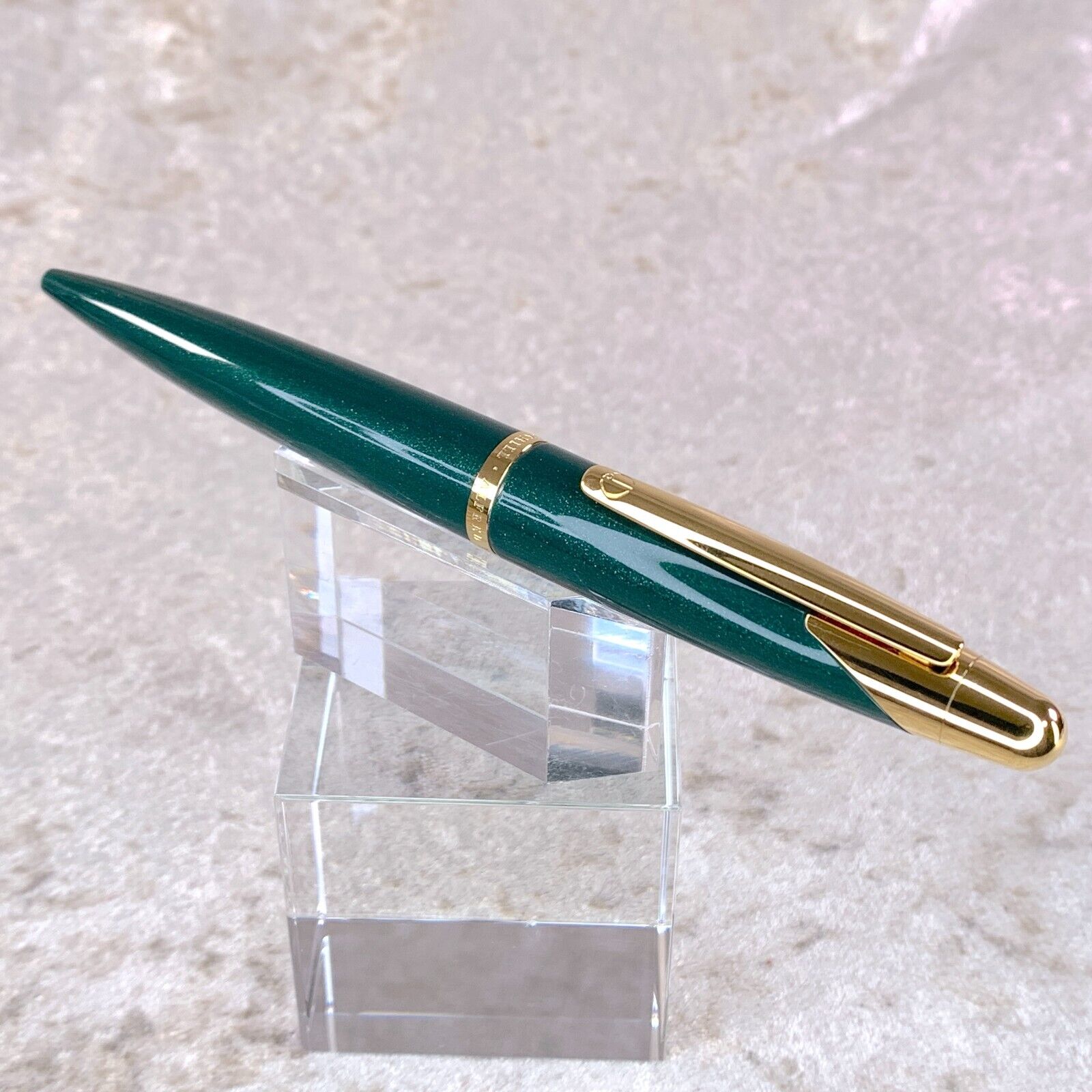 Authentic Dunhill Ballpoint Pen AD2000 Green Glitter Resin Gold Finish
