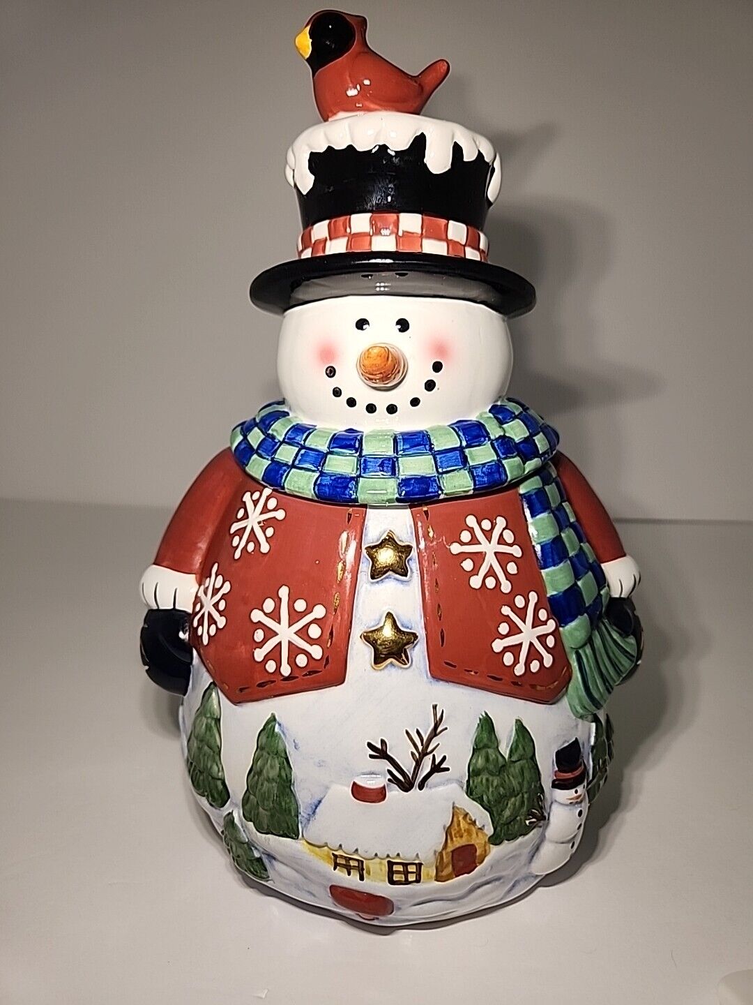 Home Interiors Vintage Frosty The Snowman Large Cookie Jar Rare