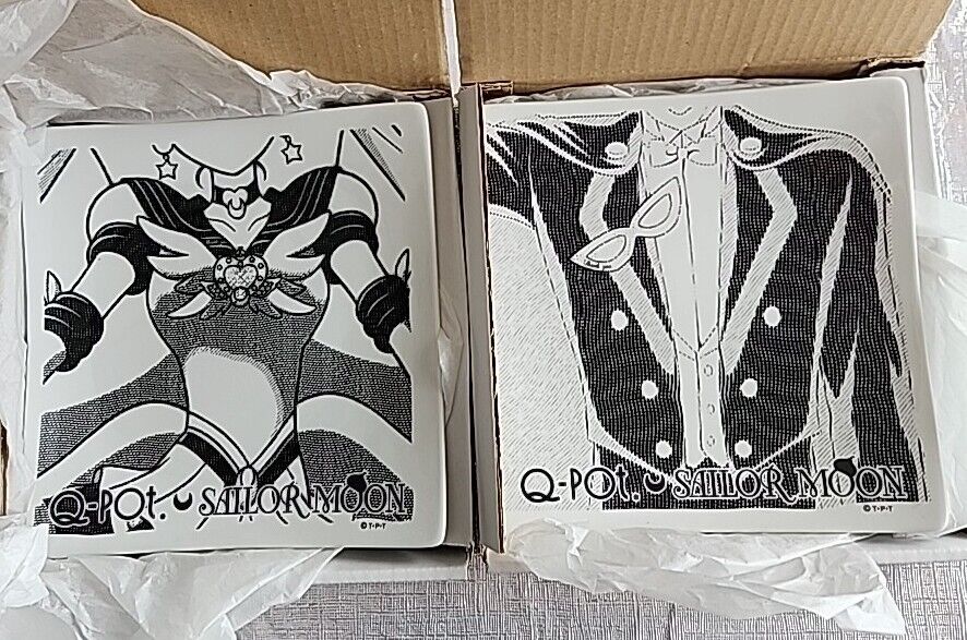 Q-pot Cafe Japan Eternal Sailor Moon & Tuxedo Mask Dessert Plate Set (New)