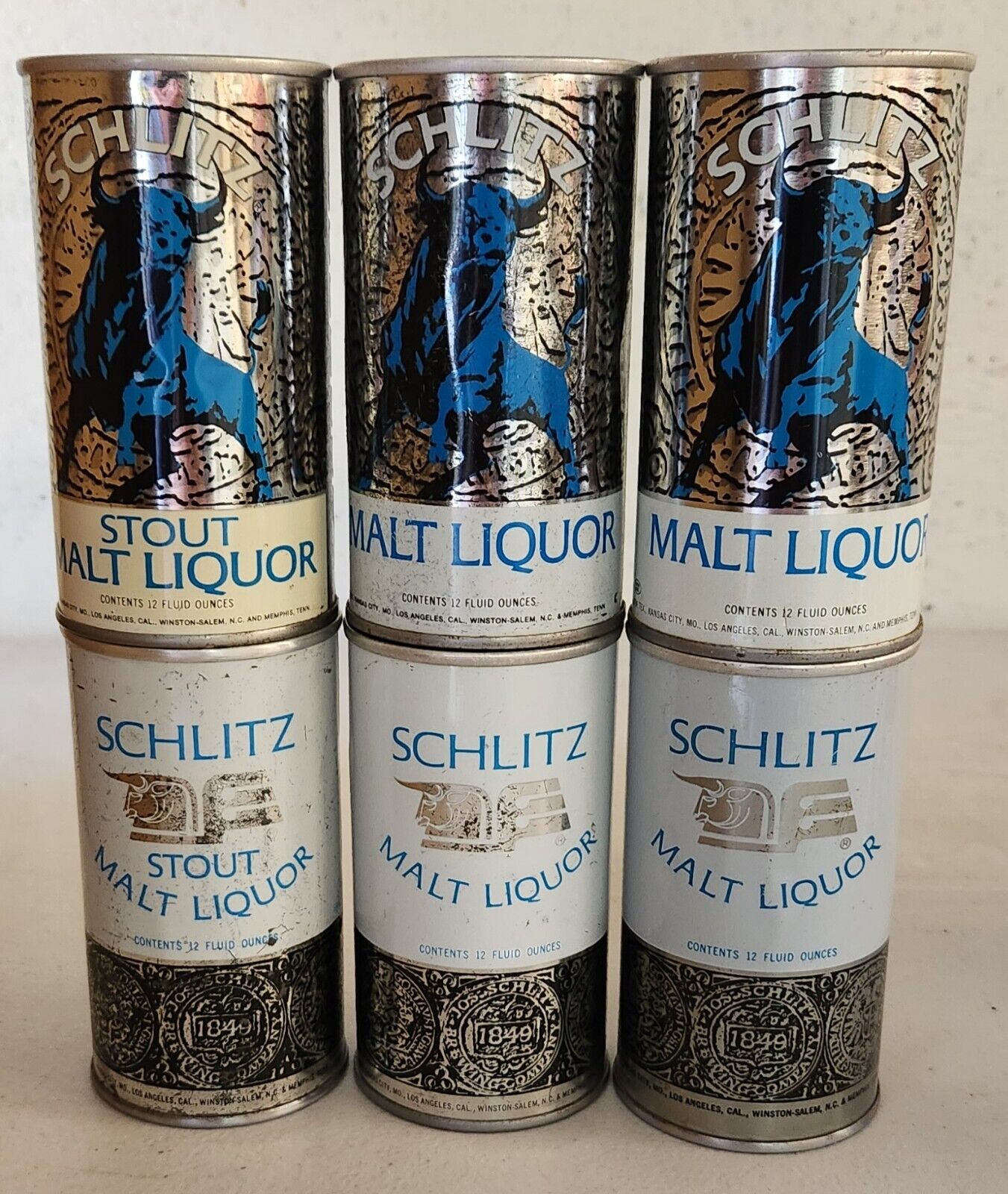 6 Schlitz Stout/Malt Liquor 12 Oz Beer Cans
