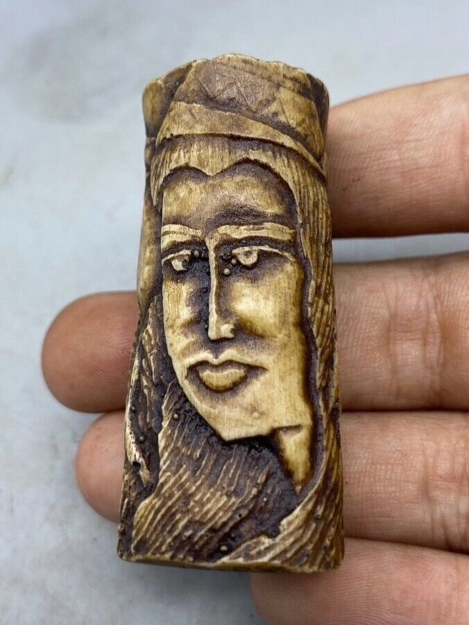 Fine Old Ancient Bactrian Roman Different Faces Hand Engraved B0ne Cylinder Seal