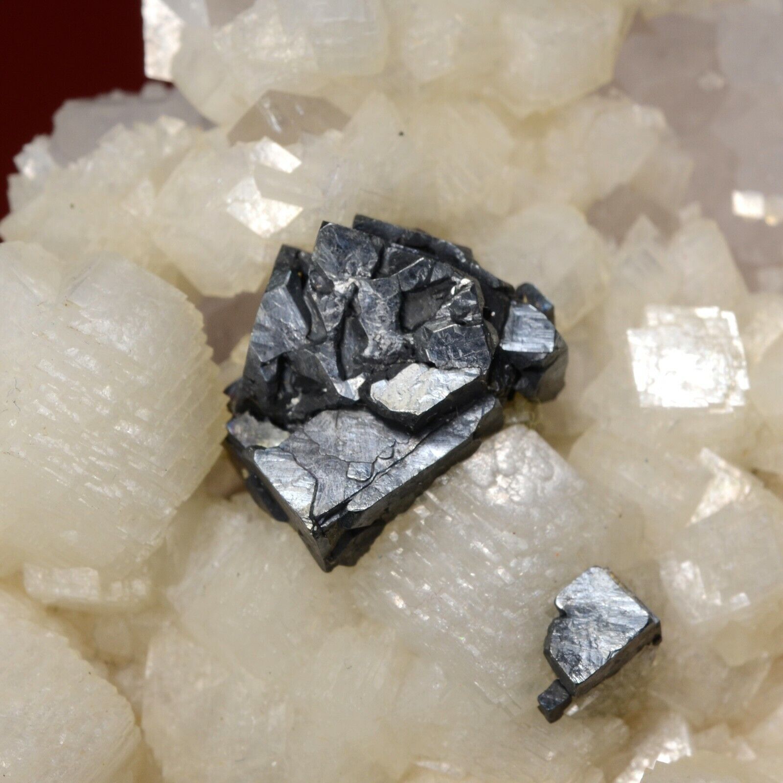 Acanthite with Dolomite on Quartz  La Sirena Mine, Guanajuato, Mexico 907047