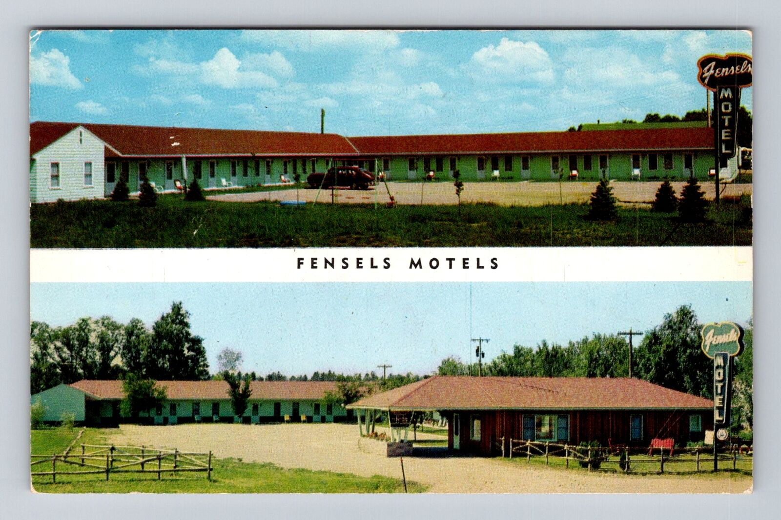 Yankton SD-South Dakota, Fensels Motels Advertising, Vintage Souvenir Postcard