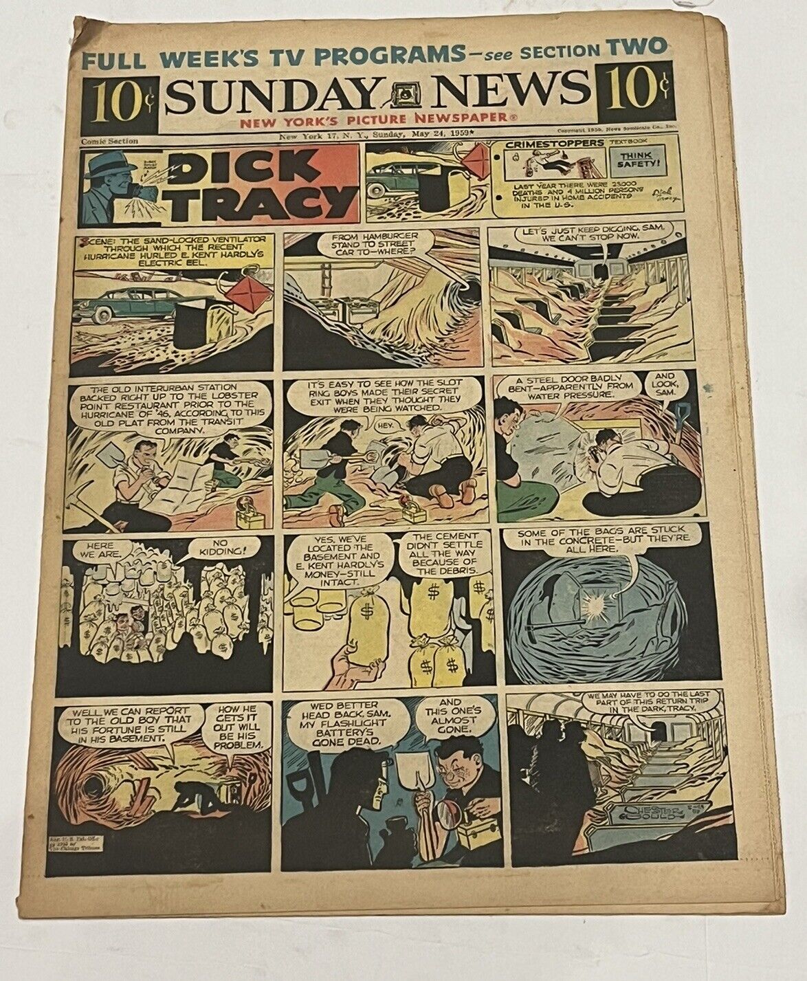 Sunday News Comic Strip Newspaper Insert Dick Tracy Terry Annie May 24 1959