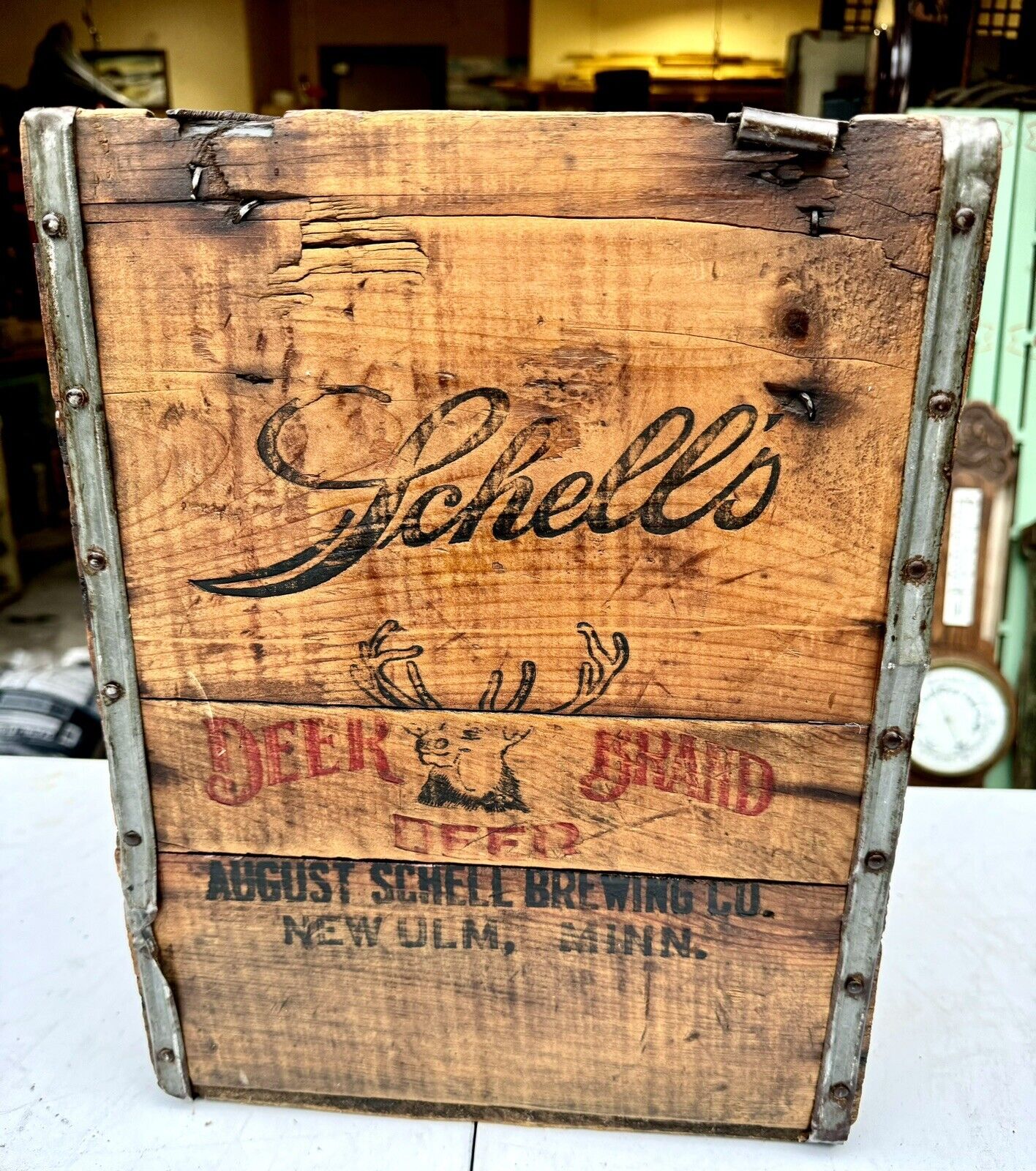 Rare Schell’s Beer Bottle Wood Crate Deer Brand MN