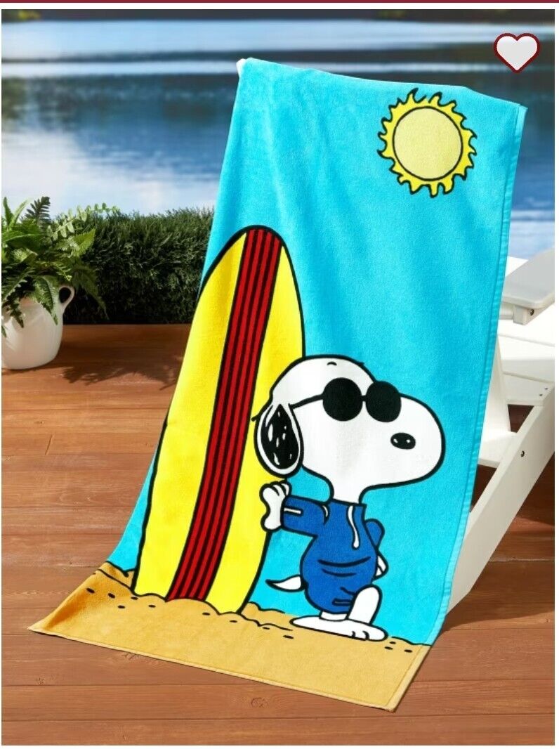 Peanuts Snoopy Joe Cool 28”x58” Beach Towel 100% Cotton Woodstock New With Tags