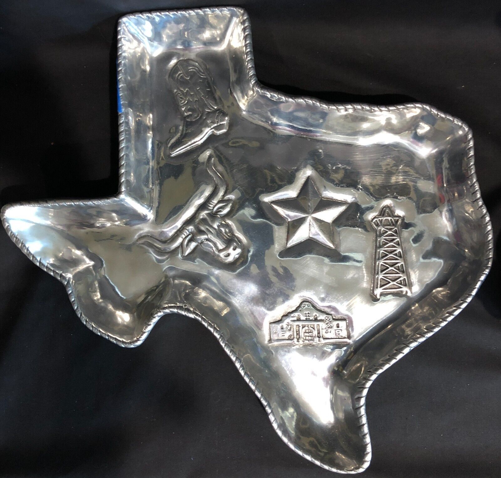 2003 Arthur Court State of Texas Aluminum Chip & Dip Tray - 16