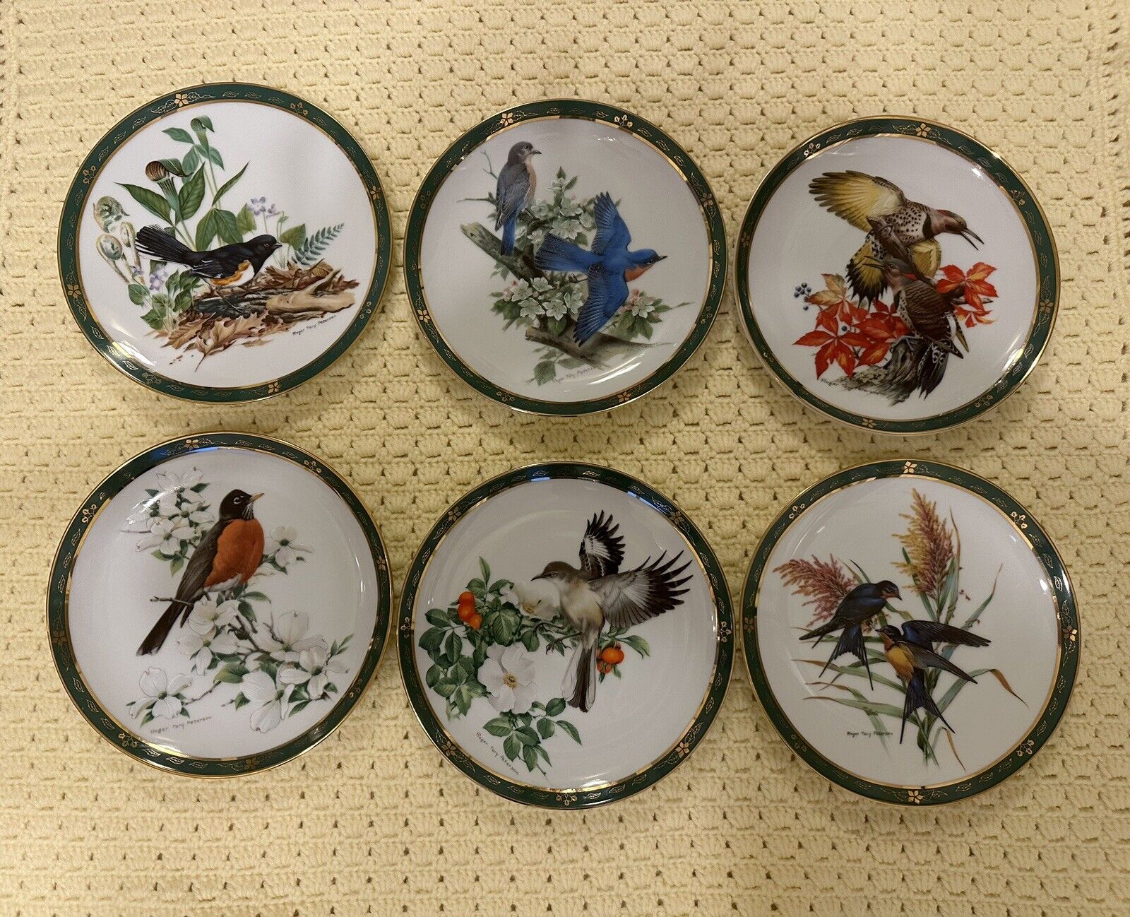 Songbirds Of Roger Tory Peterson Set Of 6 Bird Plates, The Danbury Mint 1990