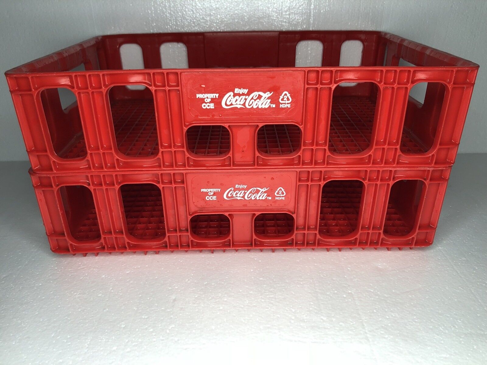 Lot of 2-Red Vintage Plastic Enjoy Coca-Cola Coke Stacking Bottle Carrier Crate