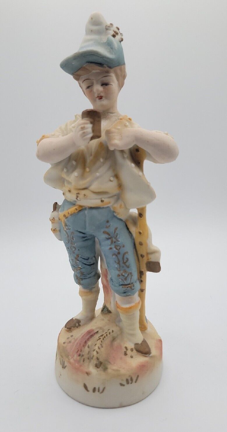 Vintage Paulux Occupied Japan Bisque Porcelain Figure Handcrafted Man Drinking