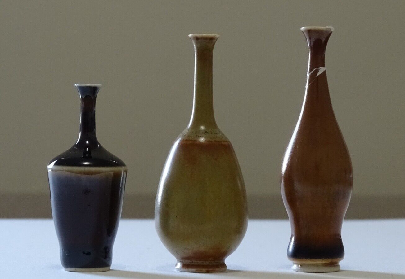3 Höganäs J.A. Miniature Stoneware Vase with Lustre Glaze