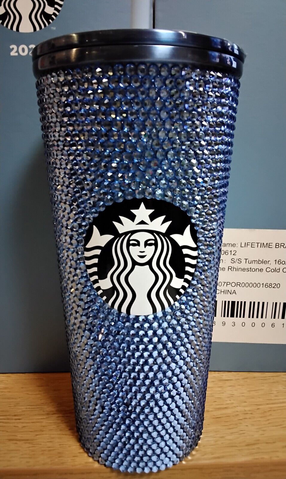 2023 STARBUCKS PHILIPPINES BLUE RHINESTONE STAINLESS STEEL COLD CUP NEW W/ BOX