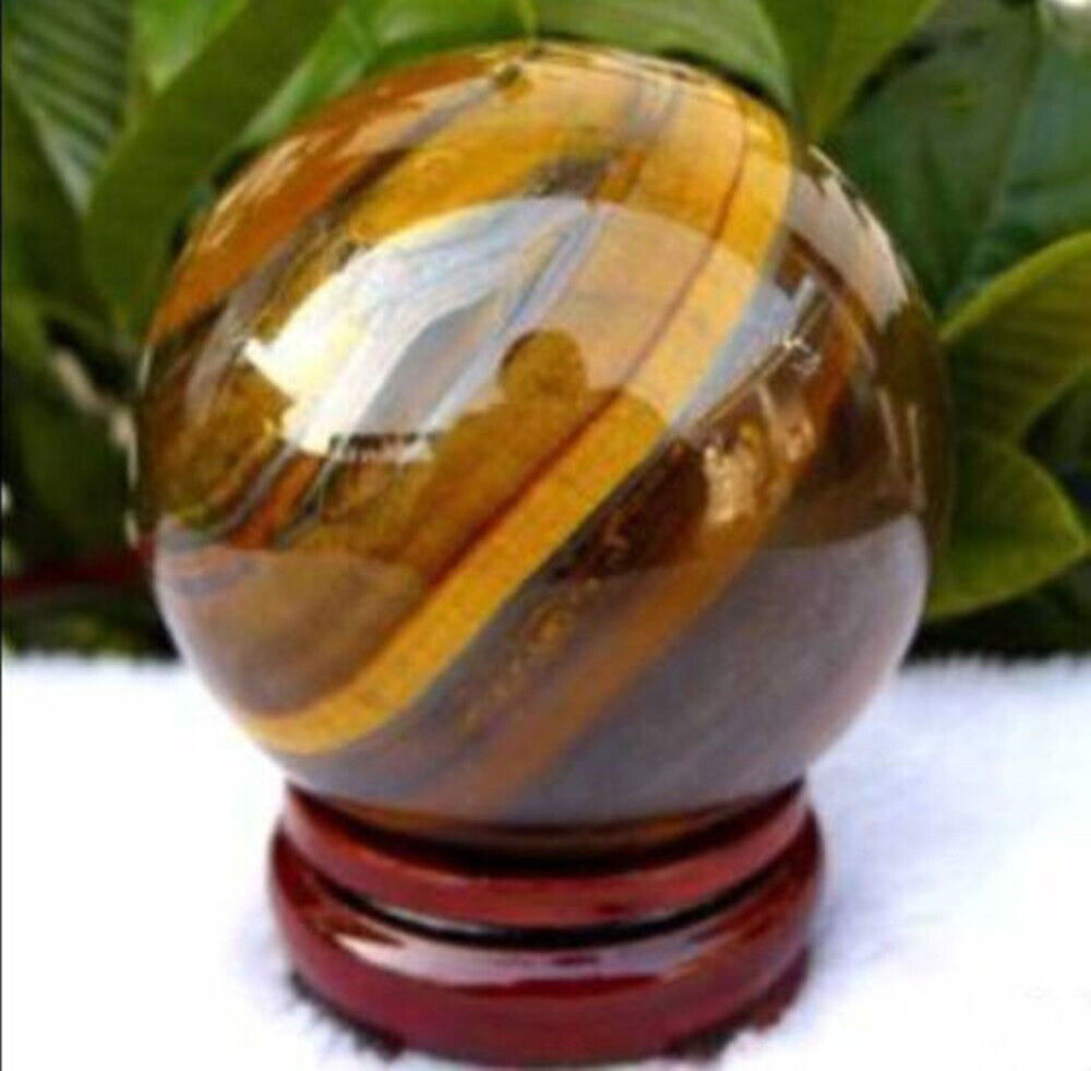 AAA 40mm Natural Yellow Tiger\'s Eye quartz crystal gemstone sphere ball Crafts