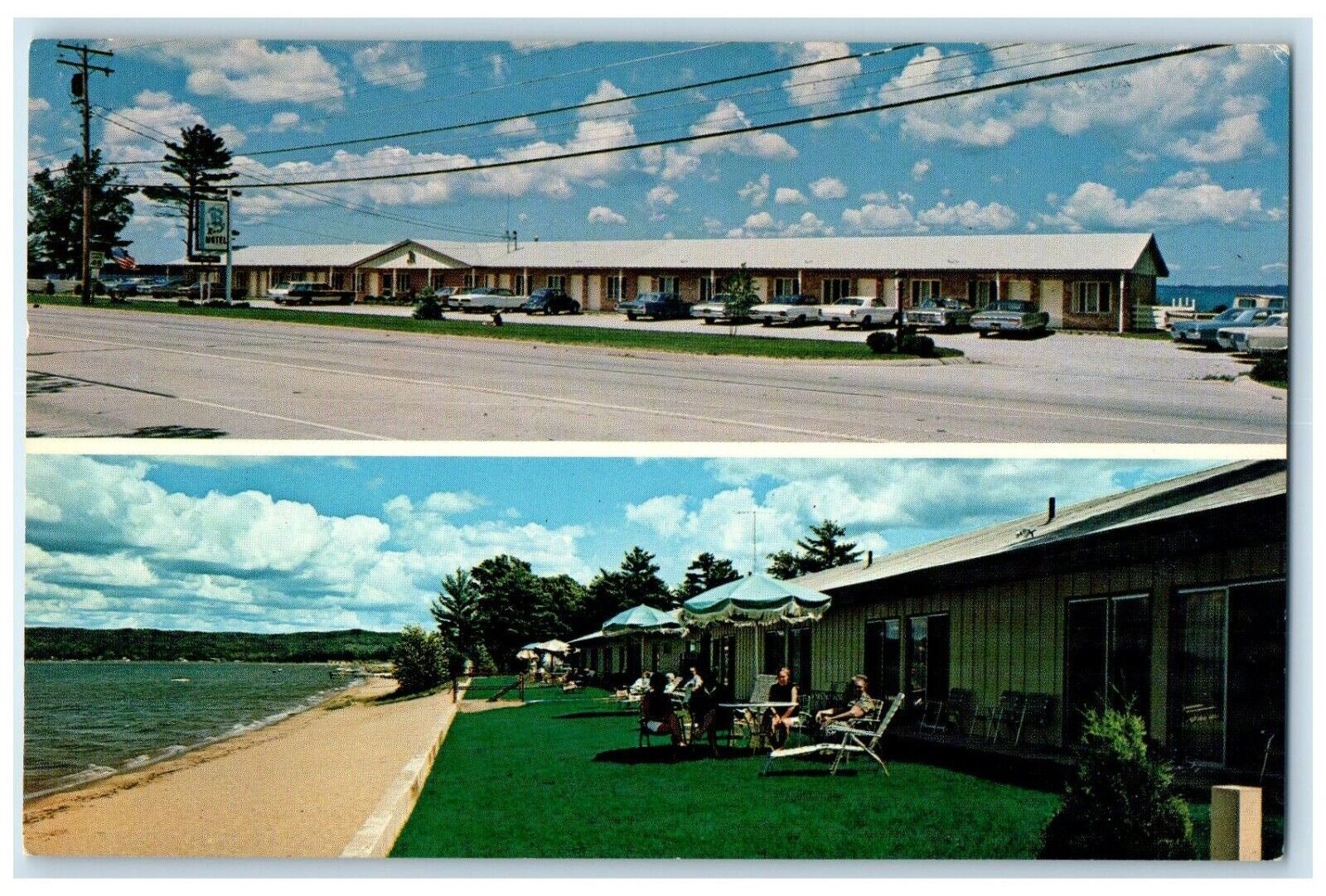 c1970's The Reef Motel Traverse City Michigan MI, Dual View Vintage Postcard