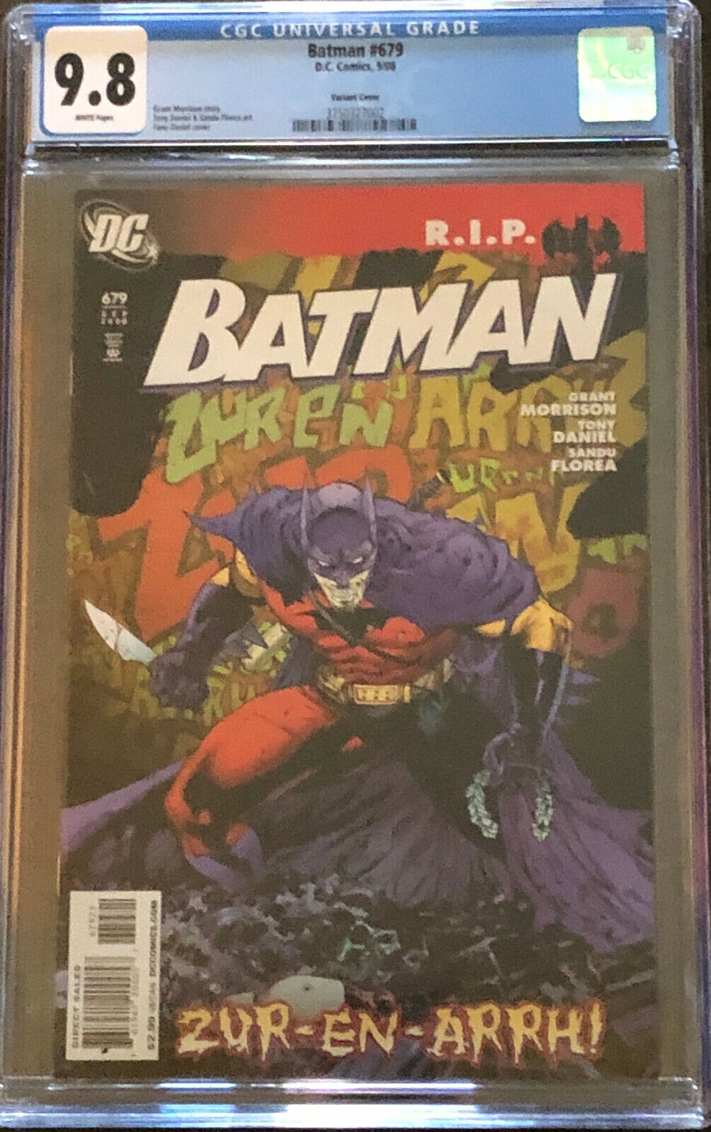 Batman #679 CGC 9.8 1:25 Rare Variant Cover DC 2008 Morrison Tony Daniel Rare WP