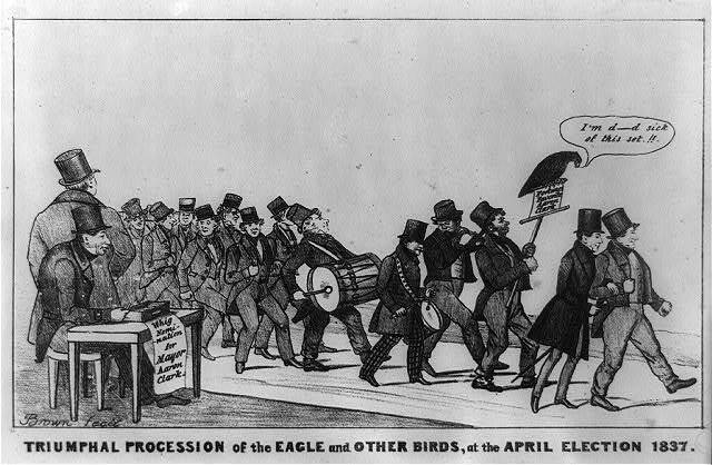 Triumphal Procession,Eagle,Birds,April Election,1837,John J. Morgan,Tammany Hall
